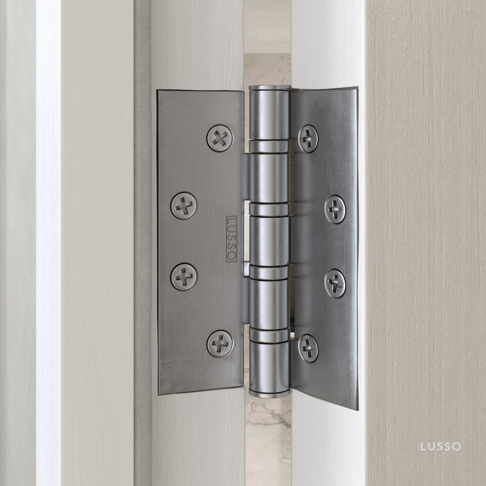 Luxe Knurled Brushed Stainless Door Handle and Hinge Bundle