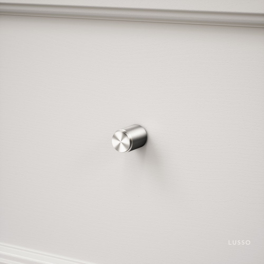 Luxe Knurled Brushed Stainless Furniture Knobs