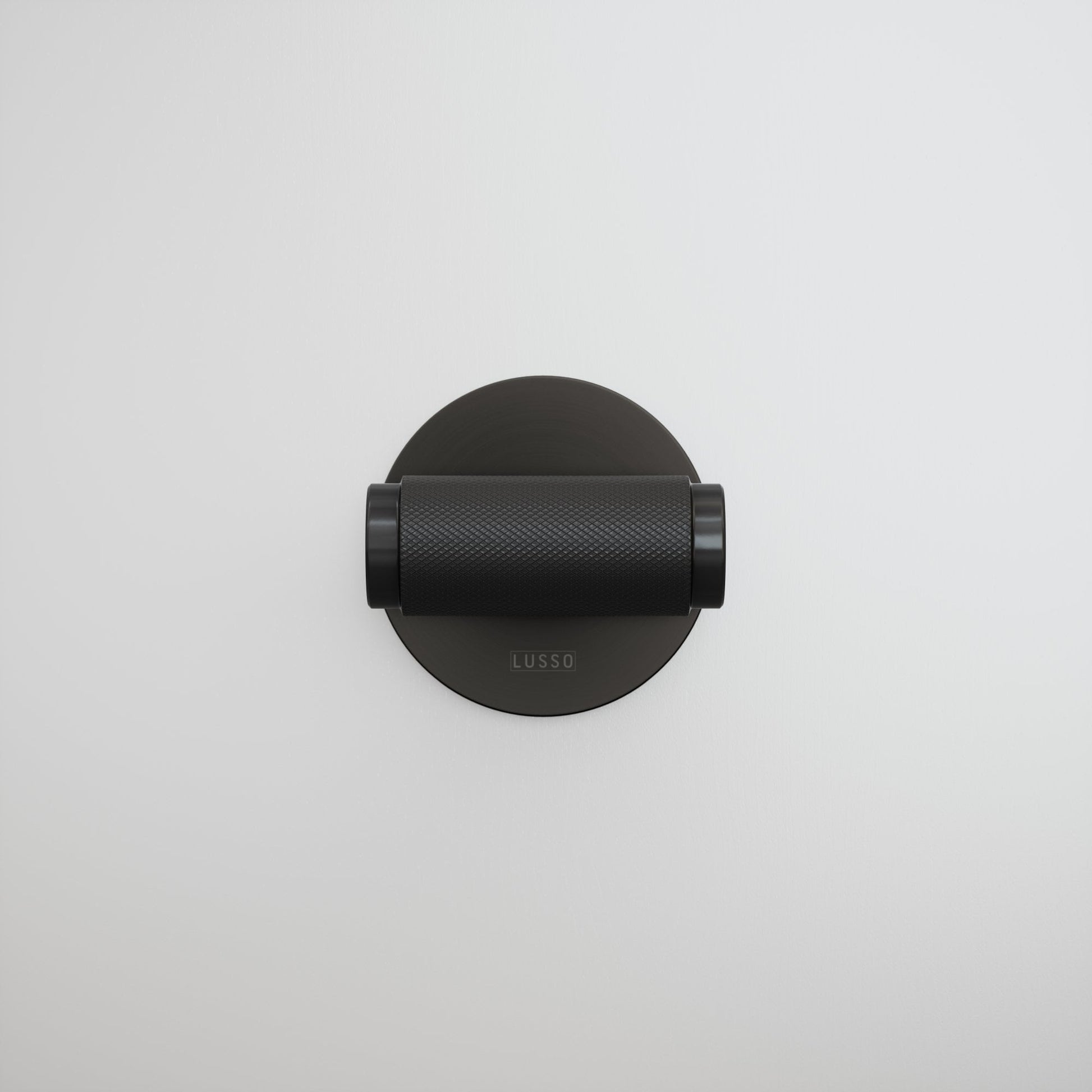 Luxe Knurled Matte Black Bathroom WC Door Handle Latch and Hinge Bundle