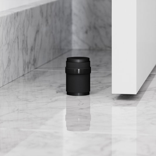 Luxe Knurled Matte Black Door Stop