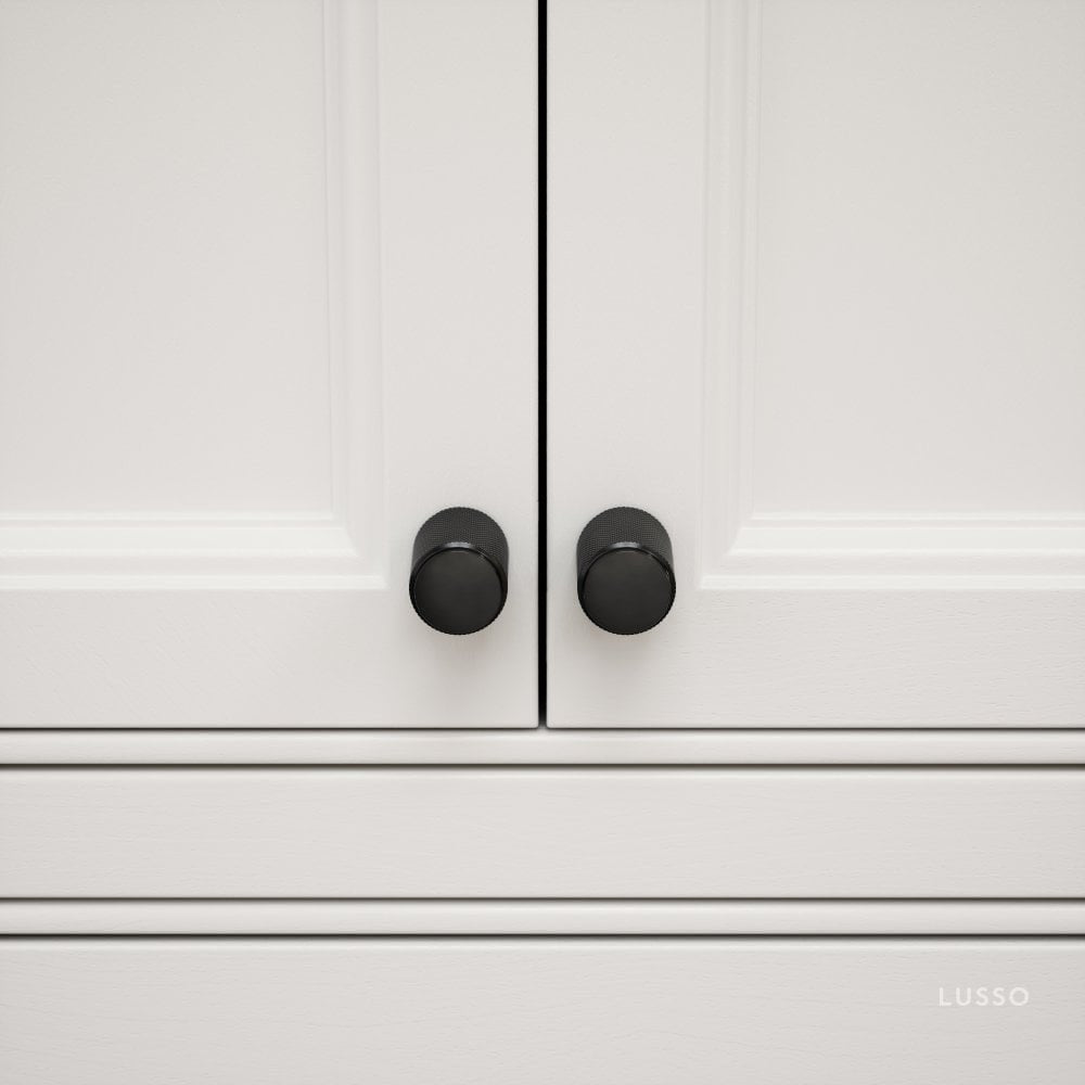 Luxe Knurled Matte Black Furniture Knobs