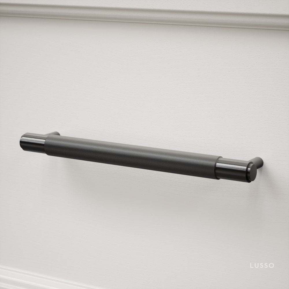 Luxe Knurled Matte Black Pull Bar 250mm