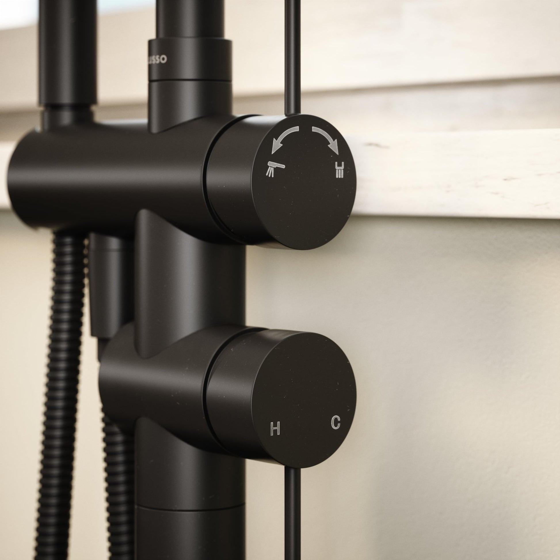 Luxe Matte Black Floorstanding Bath Shower Mixer Tap