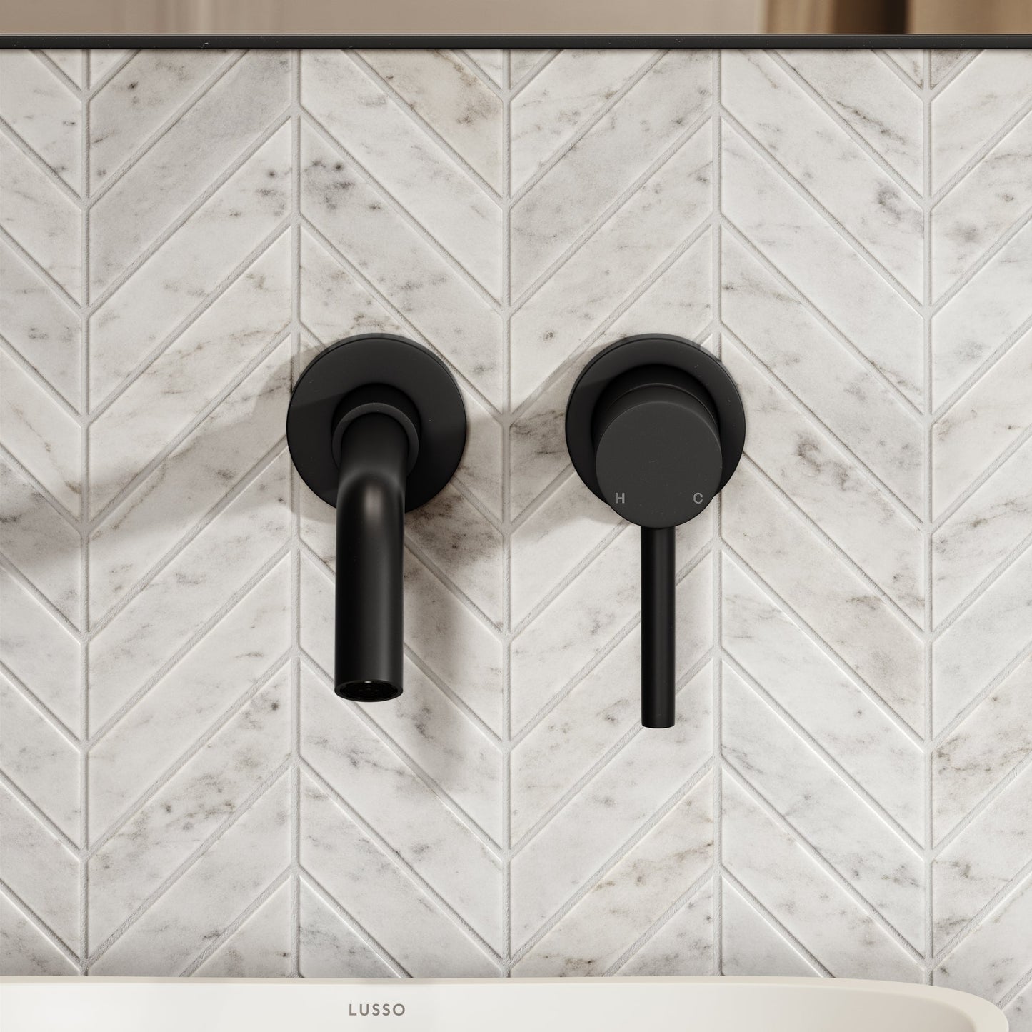 Luxe Matte Black Wall Mounted Basin Mixer Tap V1