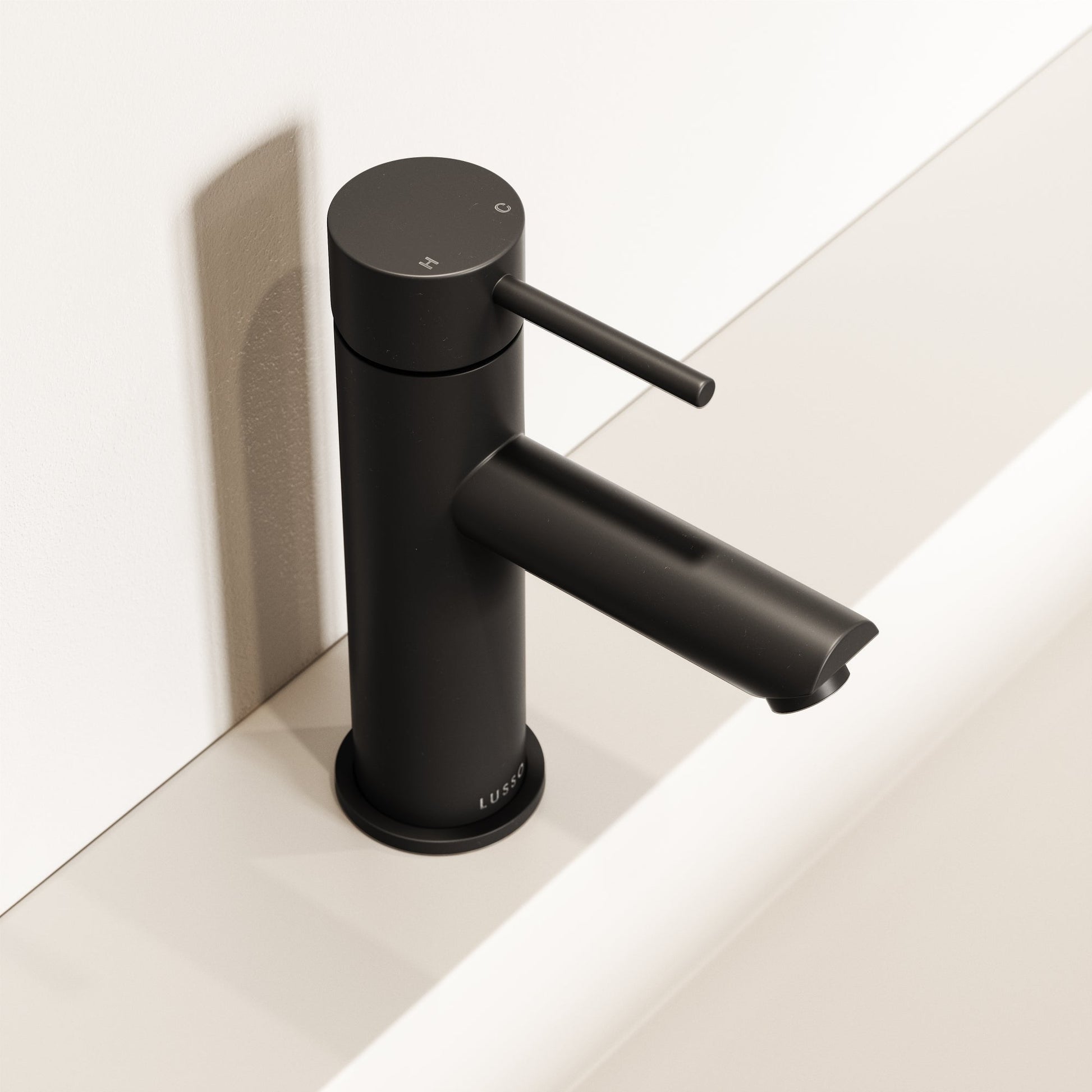 Luxe Monobloc Matte Black Basin Mixer Tap