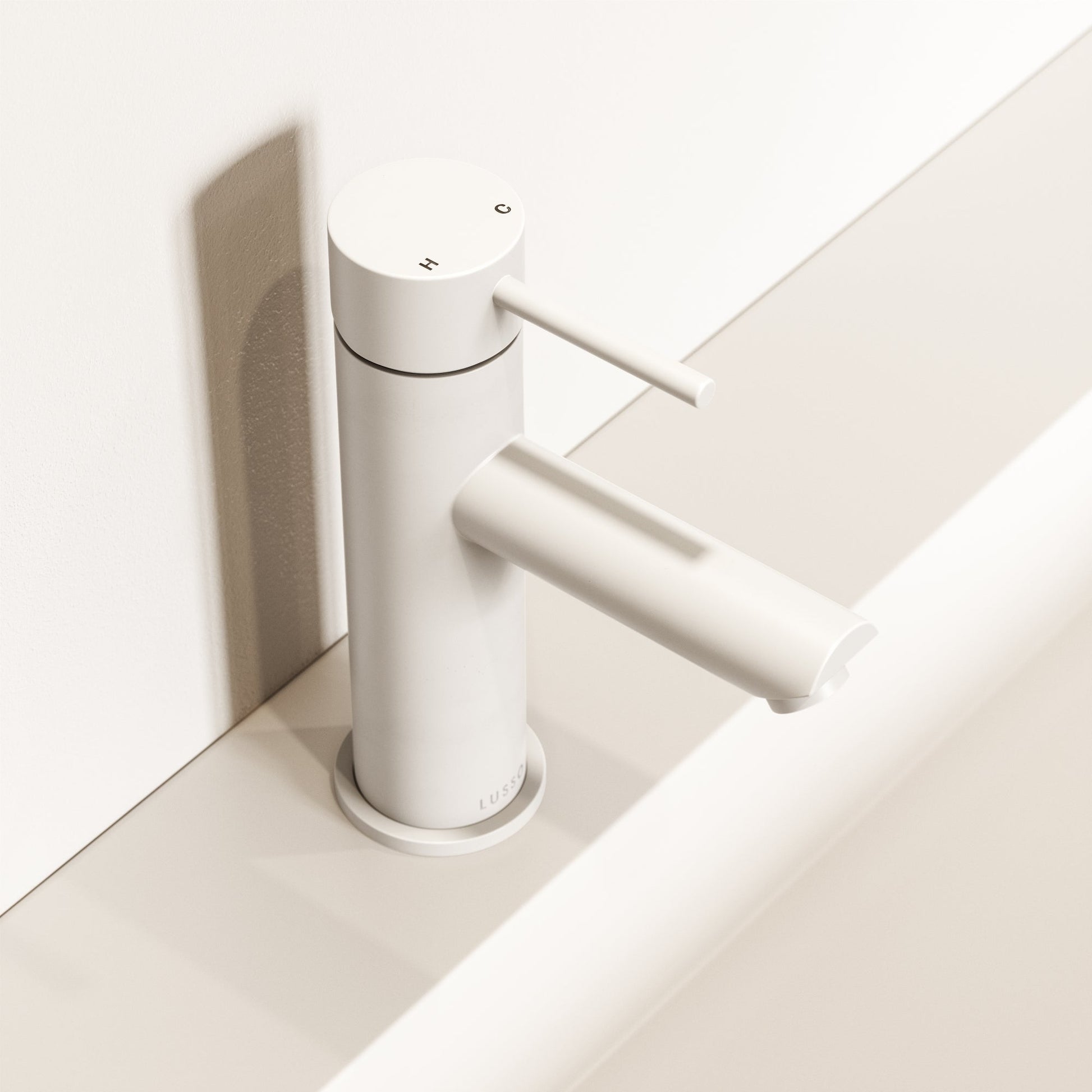 Luxe Monobloc Silk Matte White Basin Mixer Tap