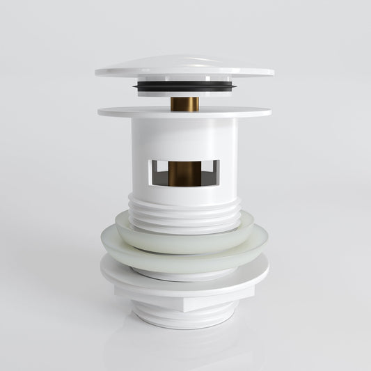 Luxe Polished White Slotted Click Clack Basin Waste