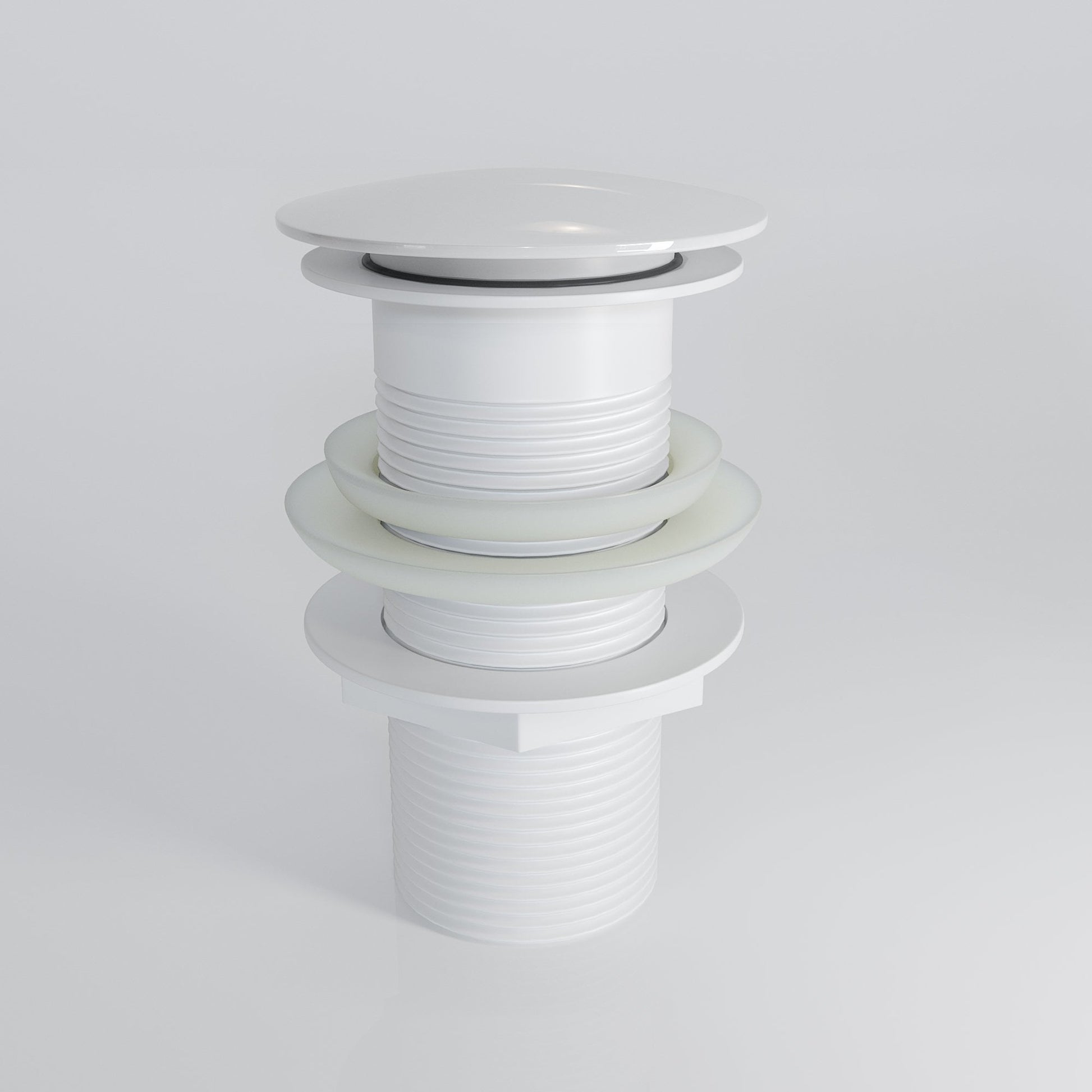 Luxe Polished White Unslotted Click Clack Basin Waste