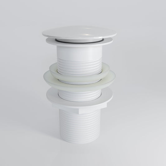 Luxe Polished White Unslotted Click Clack Basin Waste