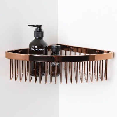 Luxe Rose Gold Corner Shower Storage Basket