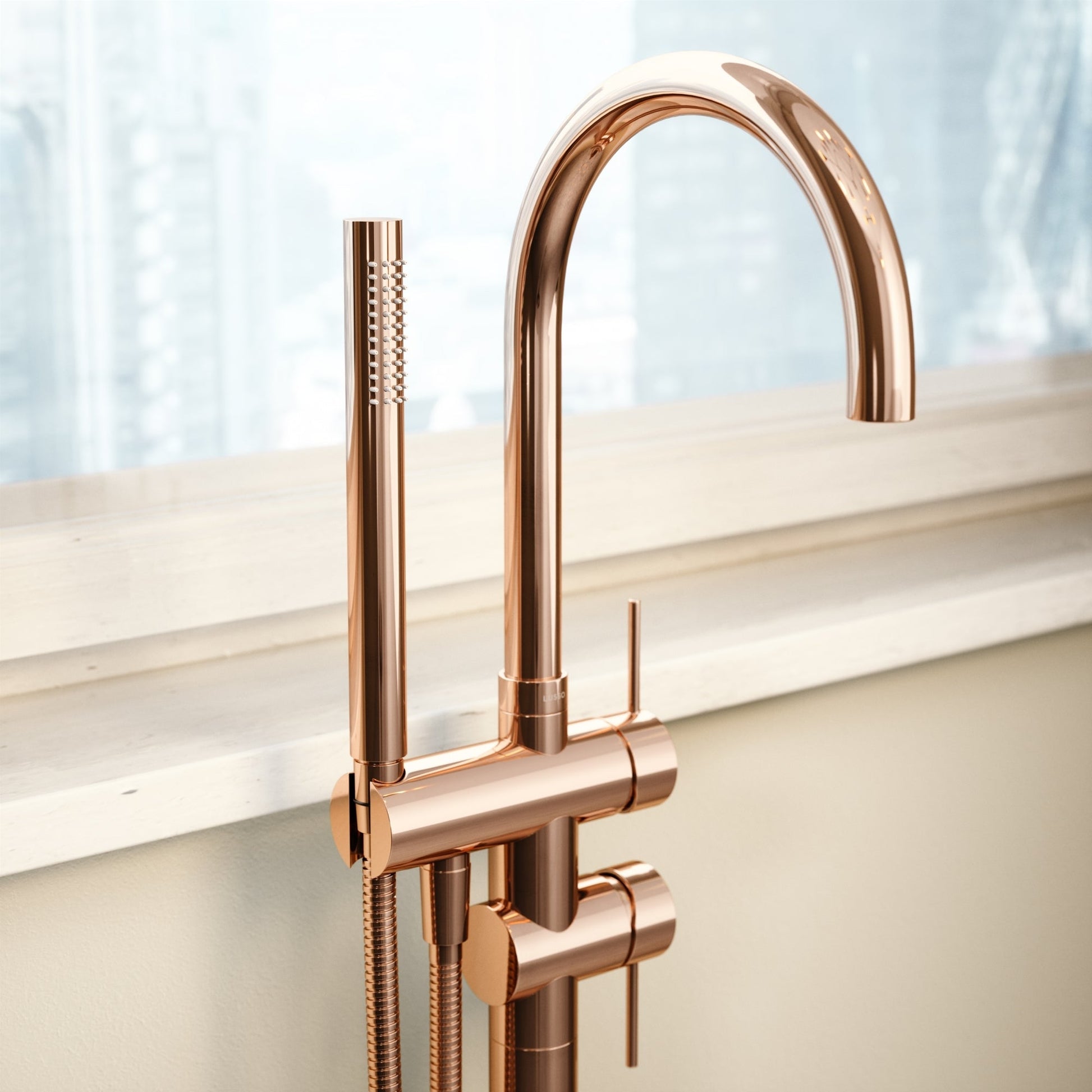 Luxe Rose Gold Floorstanding Bath Shower Mixer Tap