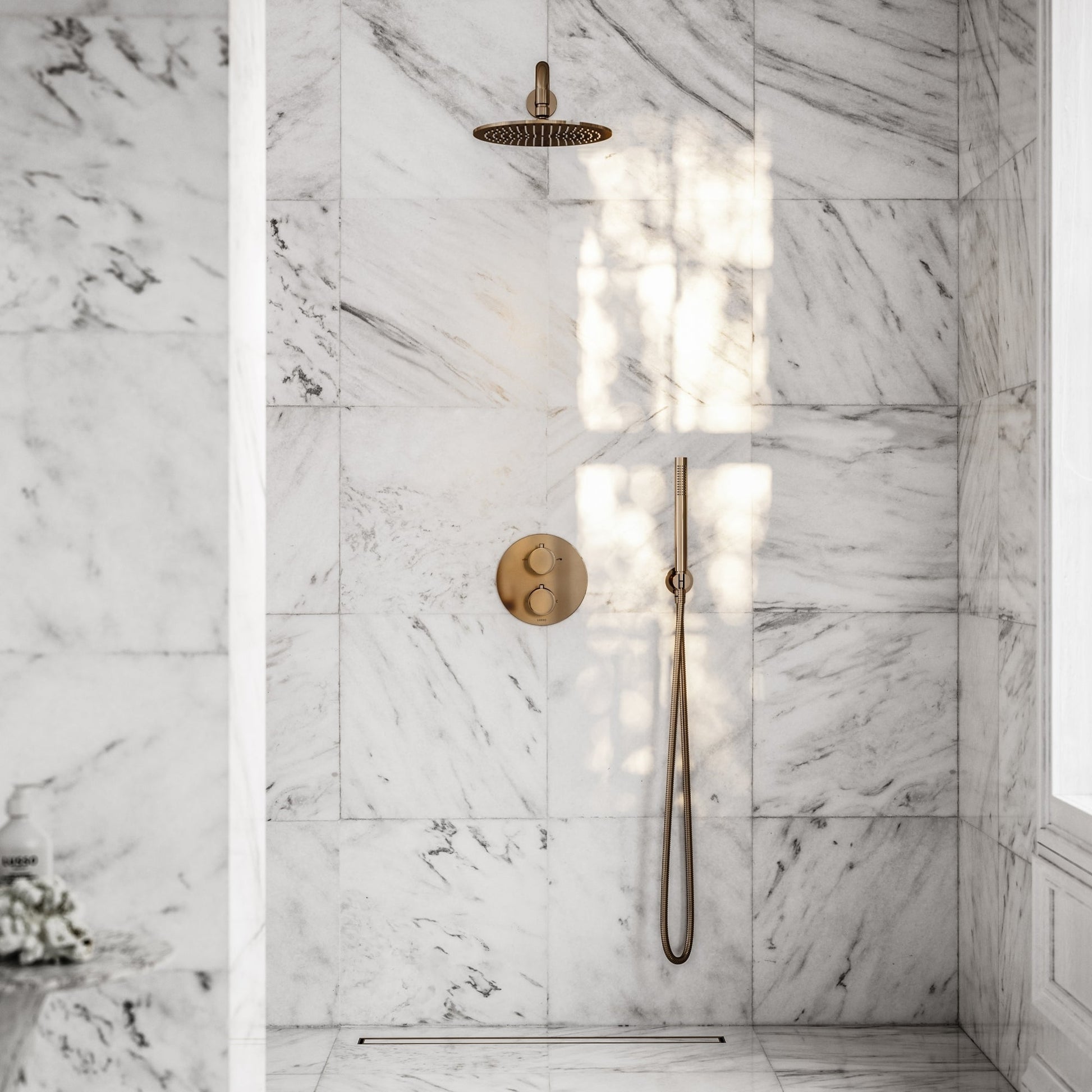 Luxe Rose Gold Thermostatic Shower with Handheld Shower