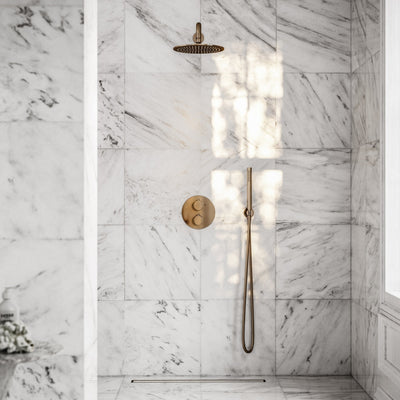 Luxe Rose Gold Thermostatic Shower with Handheld Shower