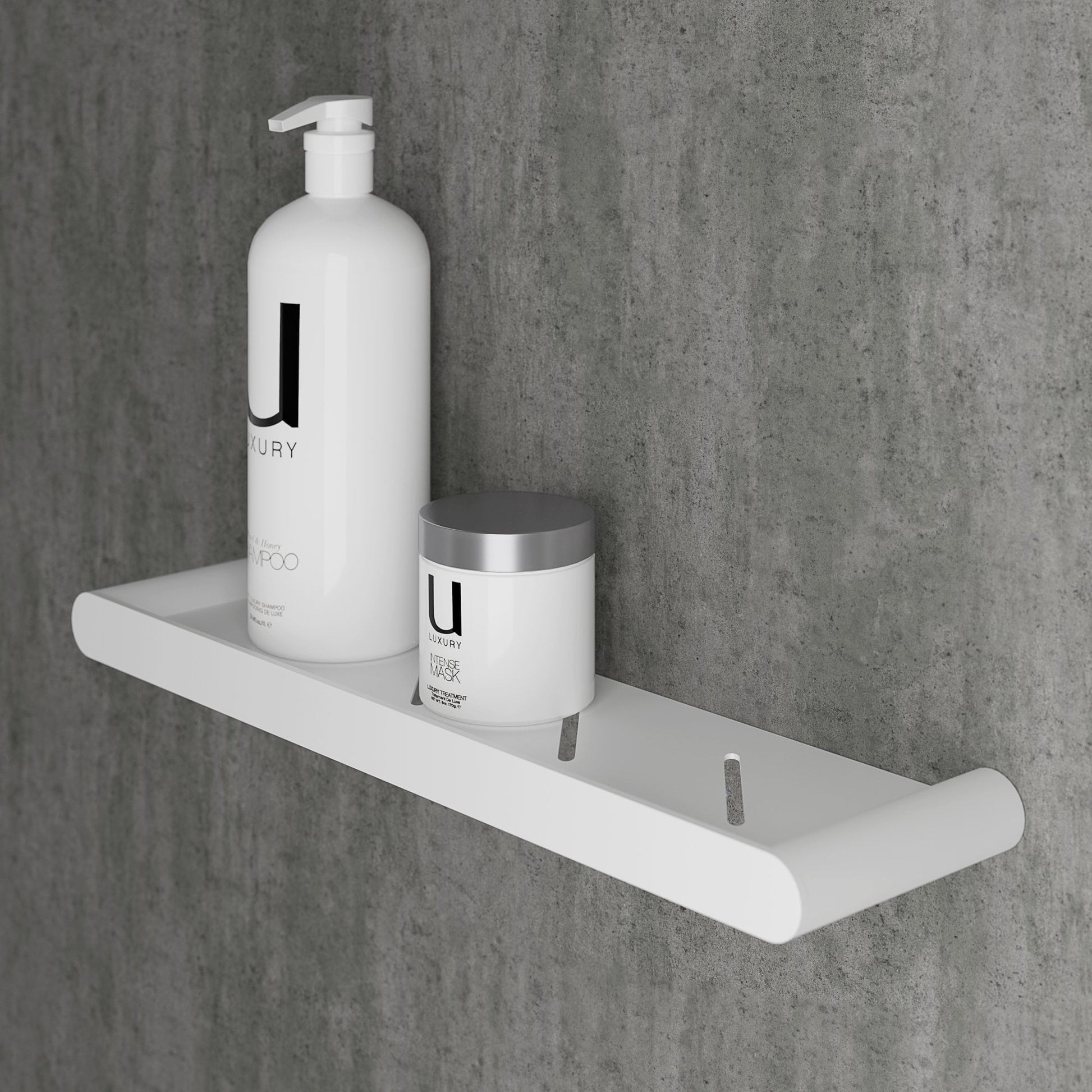 Luxe Silk Matte White Bathroom Shower Storage Shelf