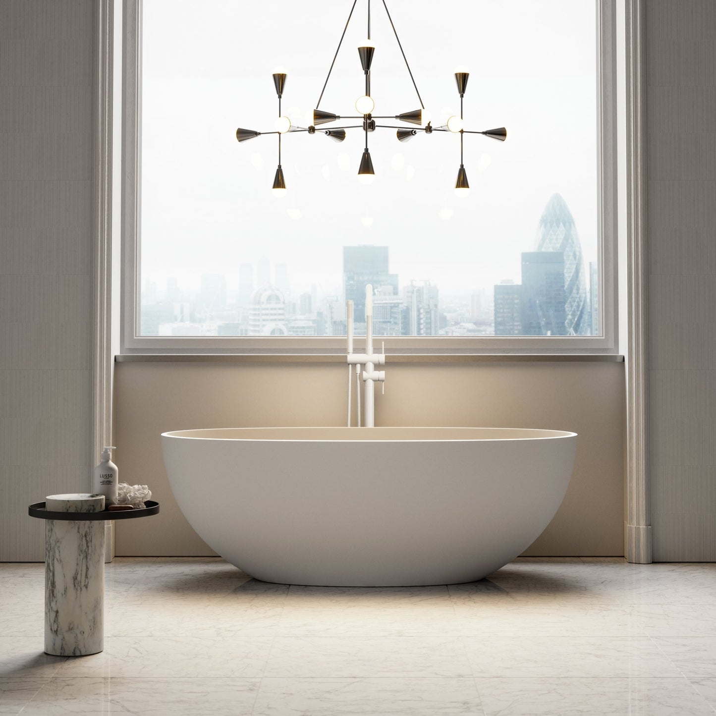 Luxe Silk Matte White Floorstanding Bath Shower Mixer Tap