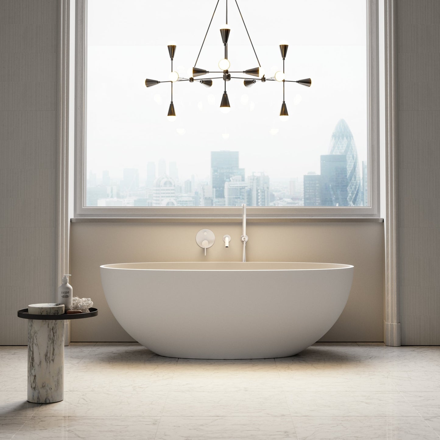 Luxe Silk Matte White Wall Mounted Bath Shower Mixer Tap