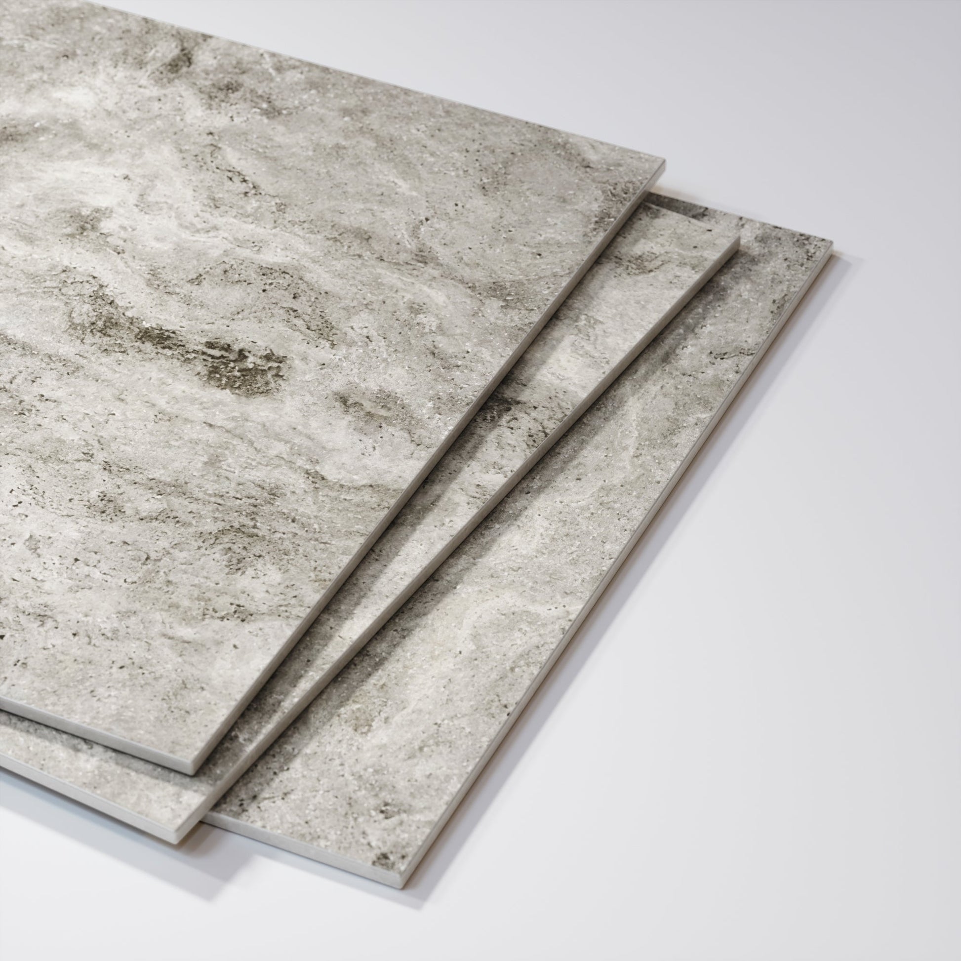 Manzoni Edge Grey Travertine Porcelain Wall or Floor Tile 1200 x 600mm