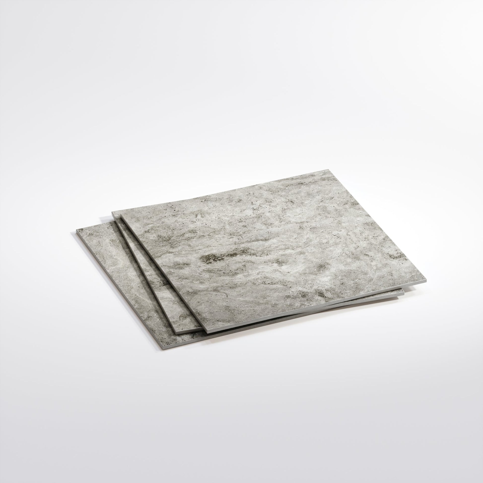 Manzoni Edge Grey Travertine Porcelain Wall or Floor Tile 600 x 600mm