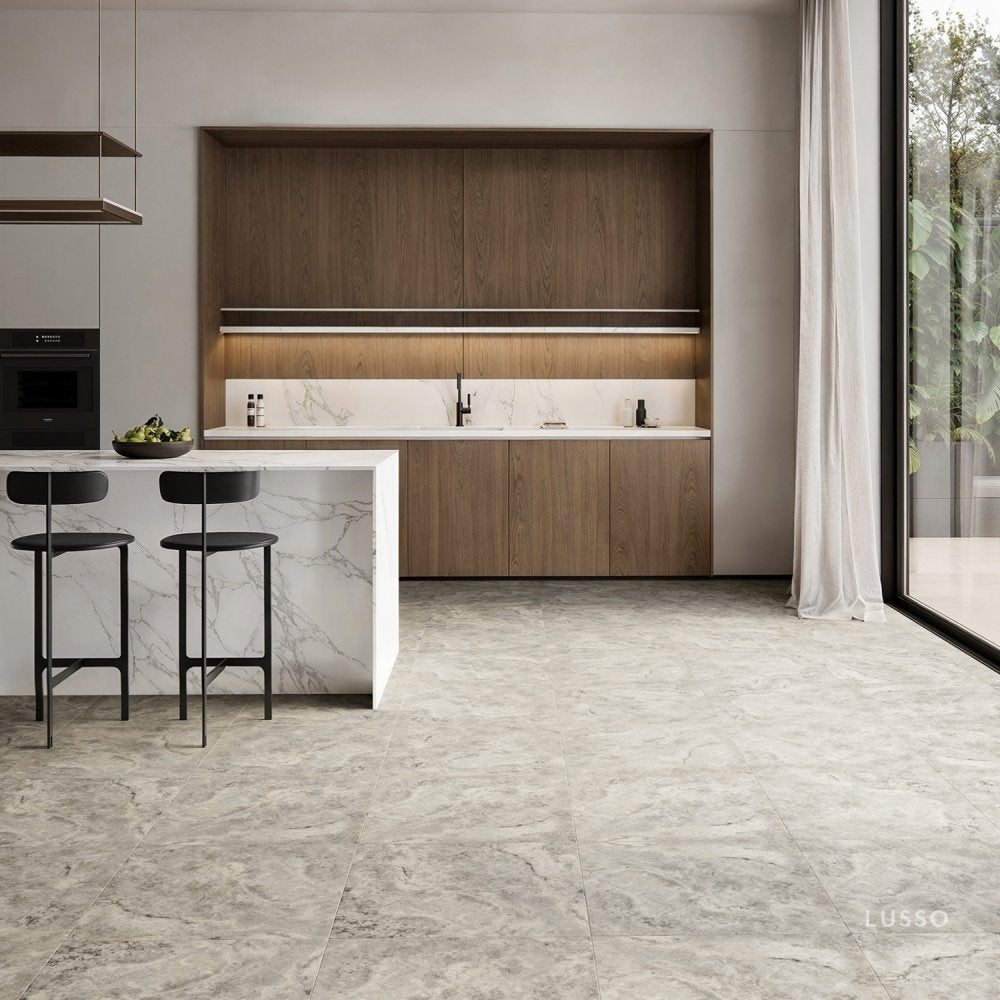 Manzoni Light Taupe Travertine Porcelain Wall or Floor Tile 600 x 600mm