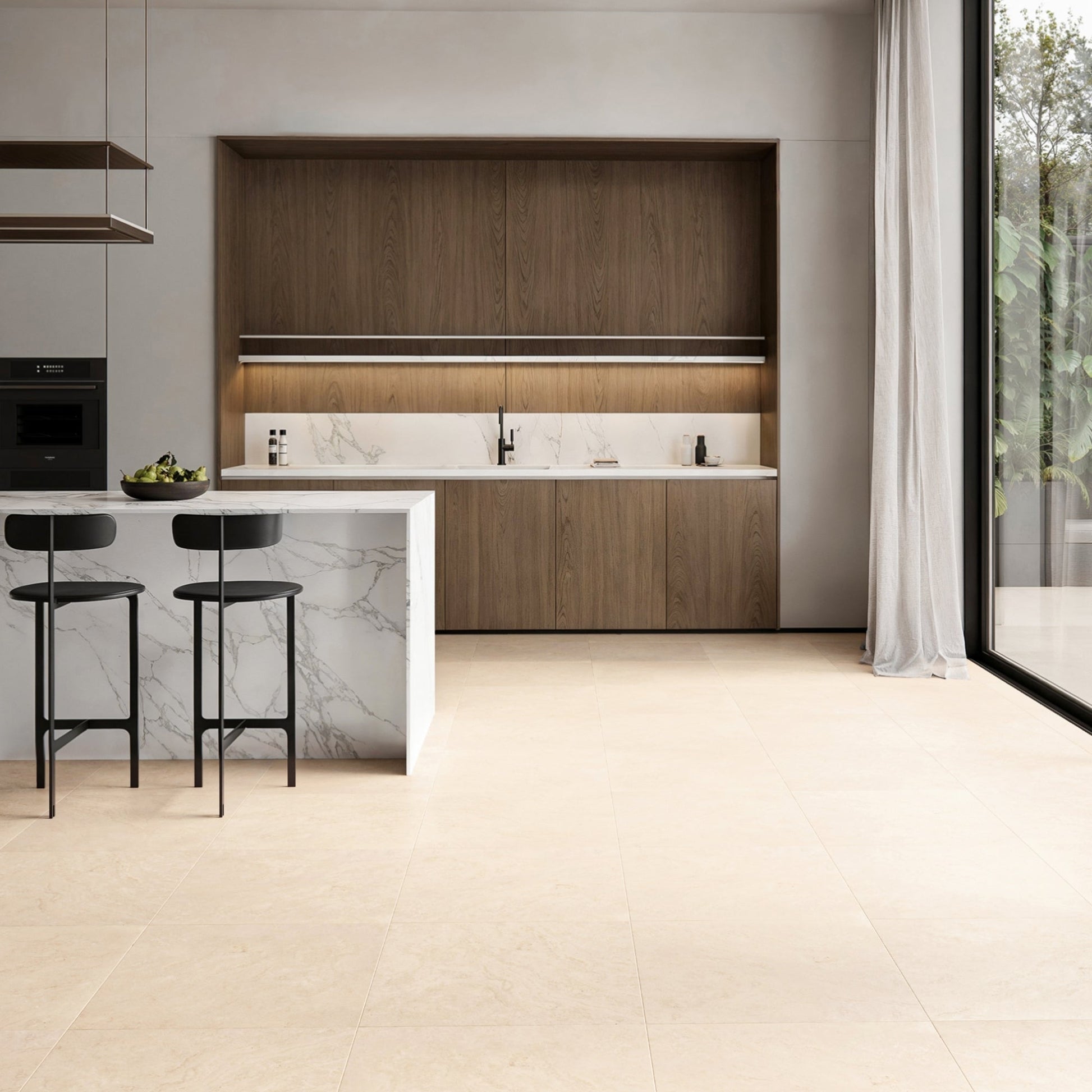 Manzoni Natural Travertine Porcelain Tile Wall or Floor Tile 600 x 600mm