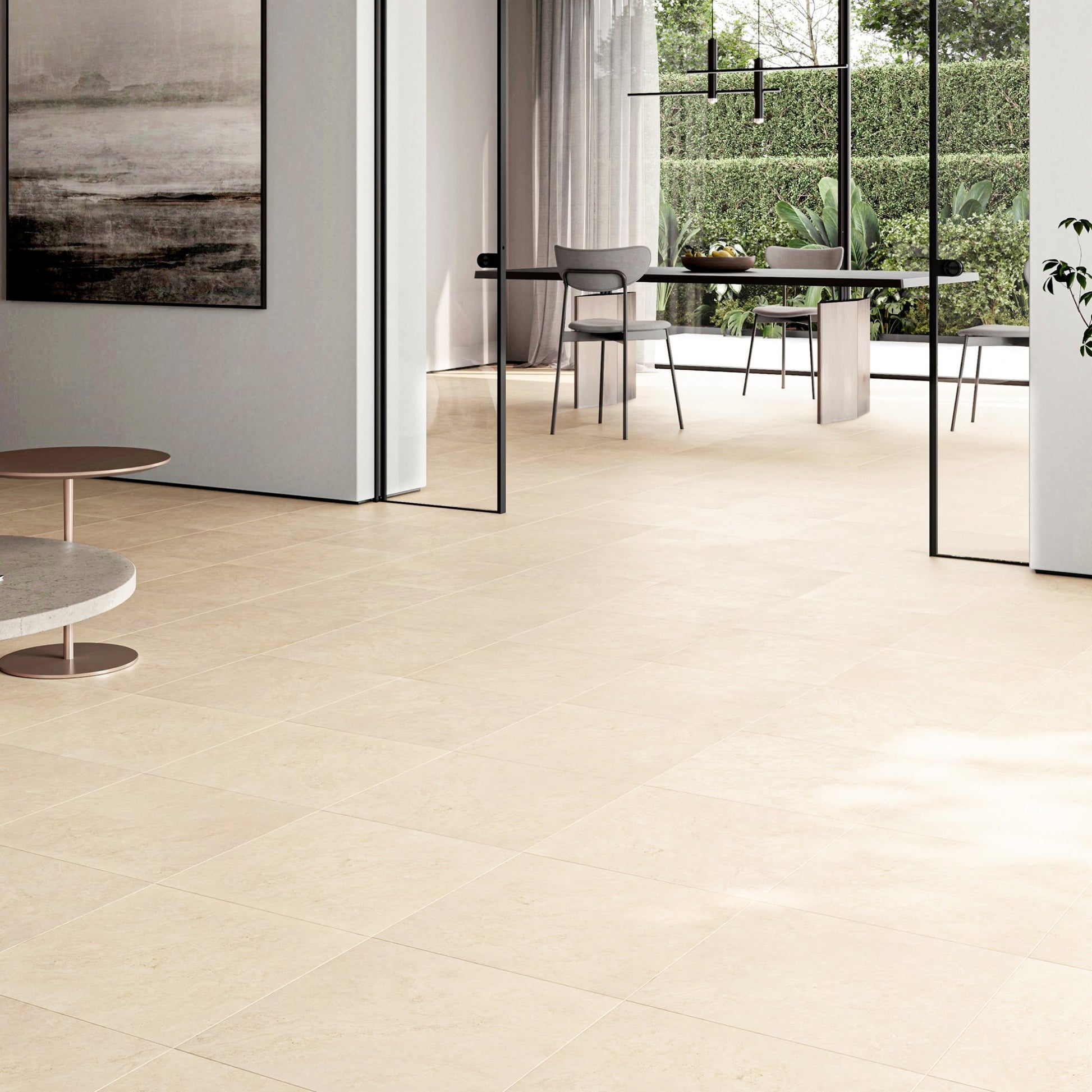 Manzoni Natural Travertine Porcelain Tile Wall or Floor Tile 600 x 600mm