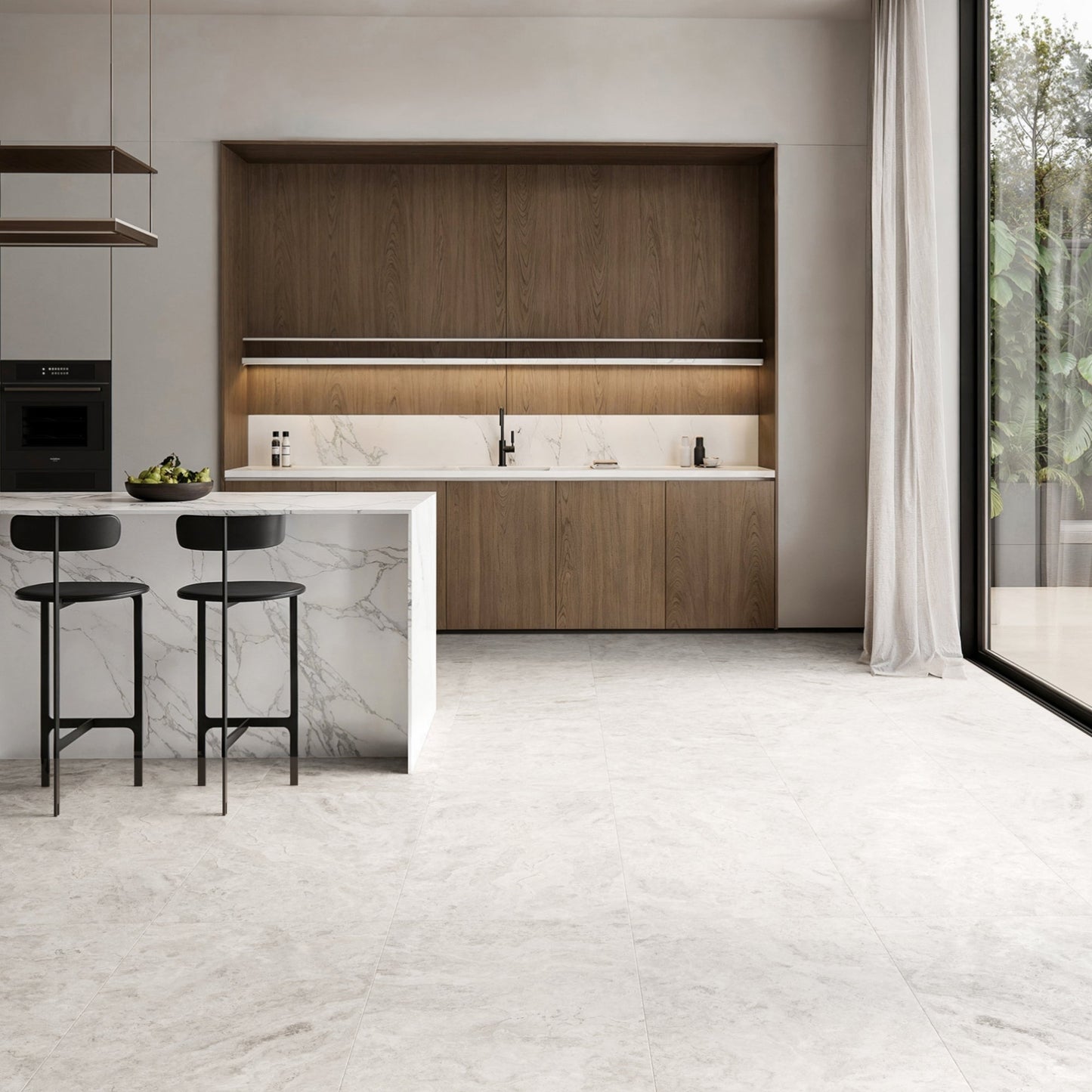 Manzoni White Travertine Porcelain Wall or Floor Tile 1200 x 600mm