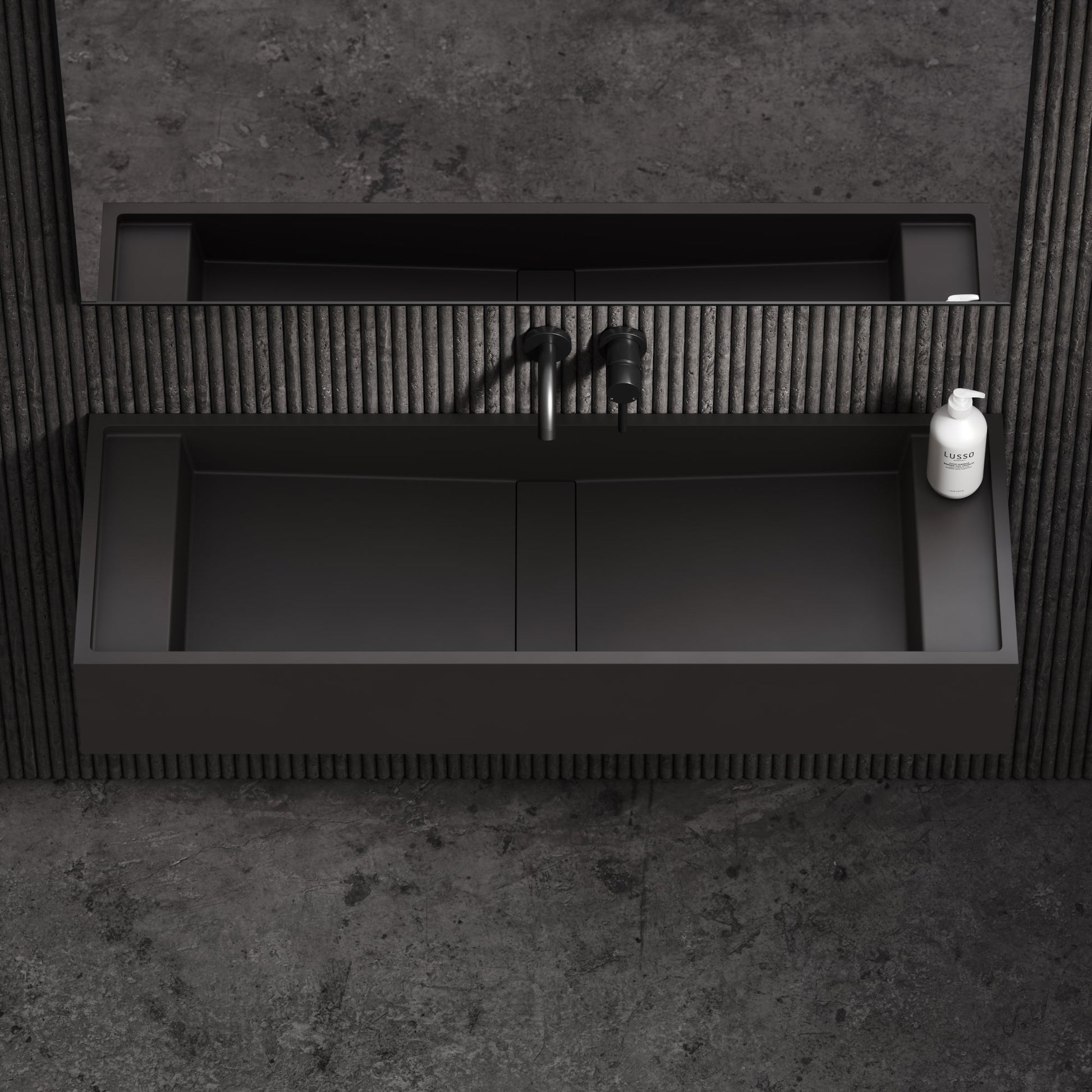 Marmo Charcoal Wall Hung Double Stone Basin 1200mm