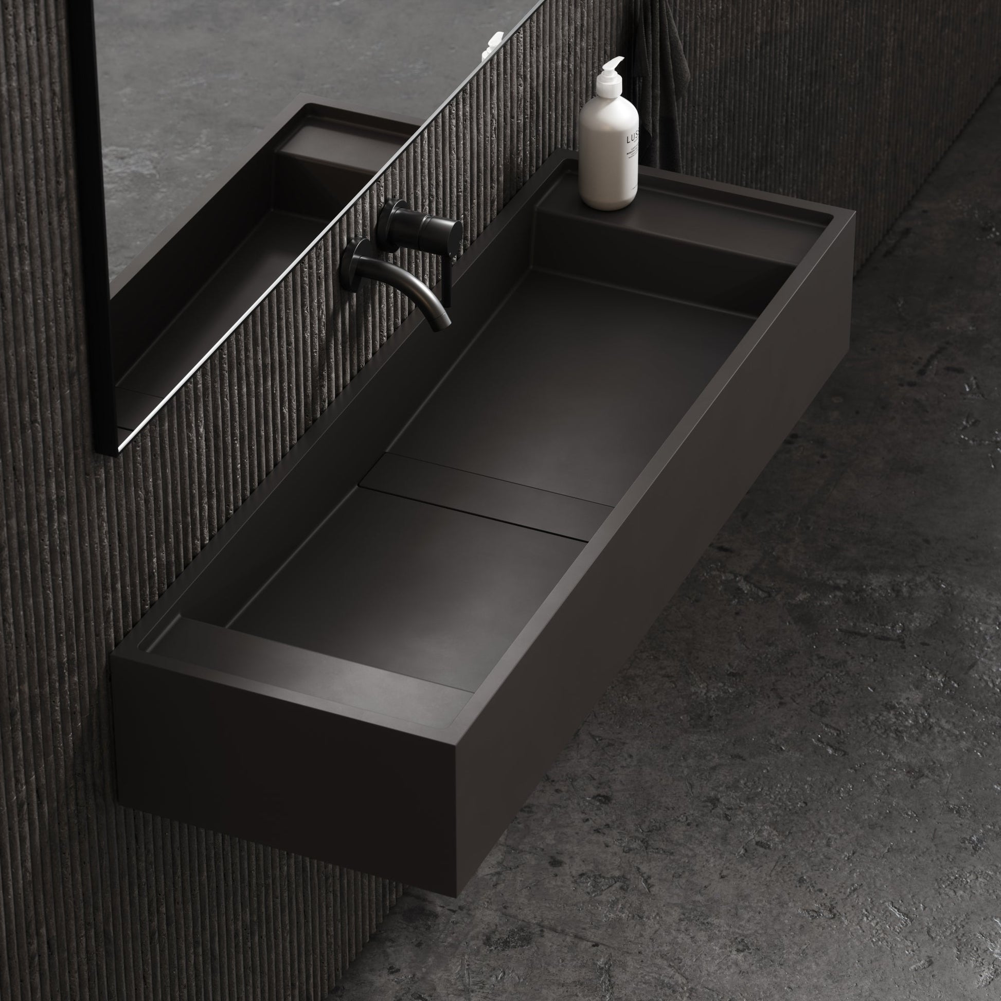 Marmo Charcoal Wall Hung Double Stone Basin 1200mm