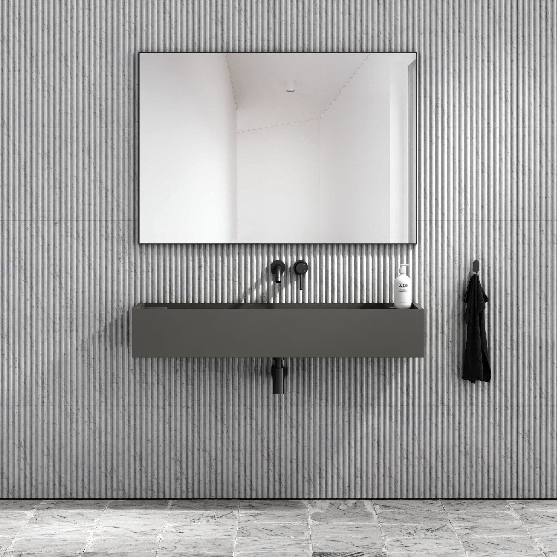 Marmo Clay Wall Hung Double Stone Basin 1200mm