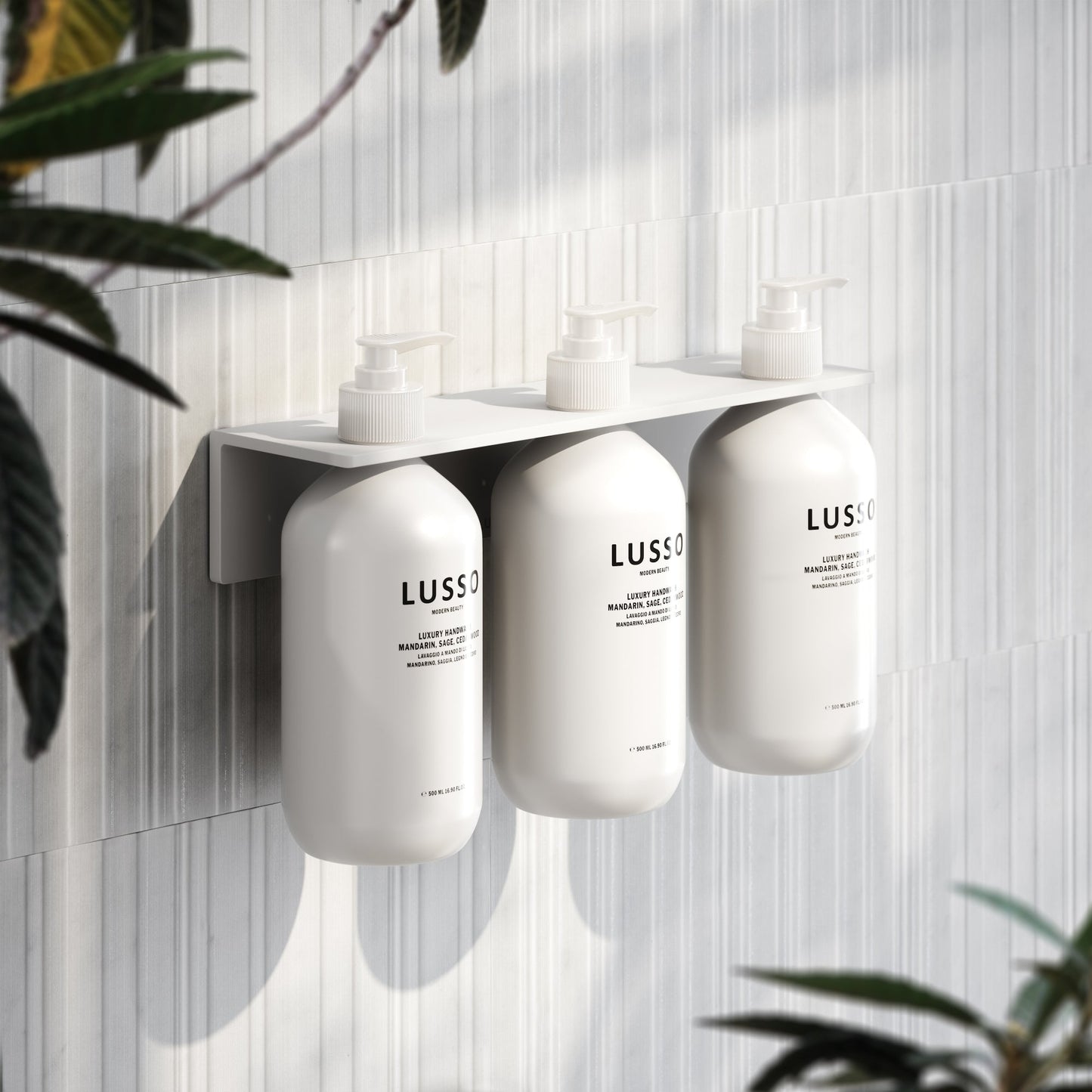 Matte White Triple Soap Dispenser Wall Bracket