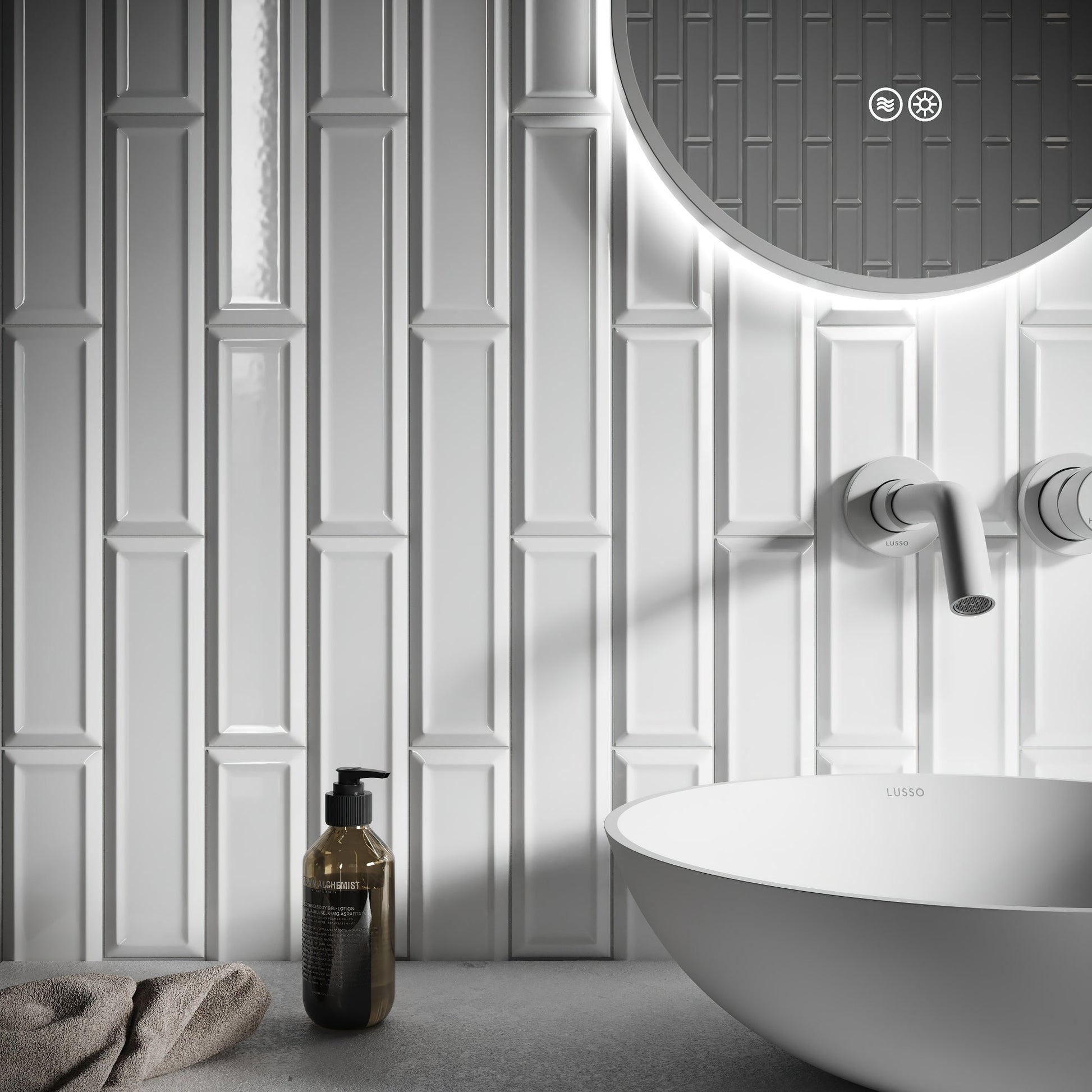 Metro Diamond White Glazed Porcelain Bevelled Wall Tile