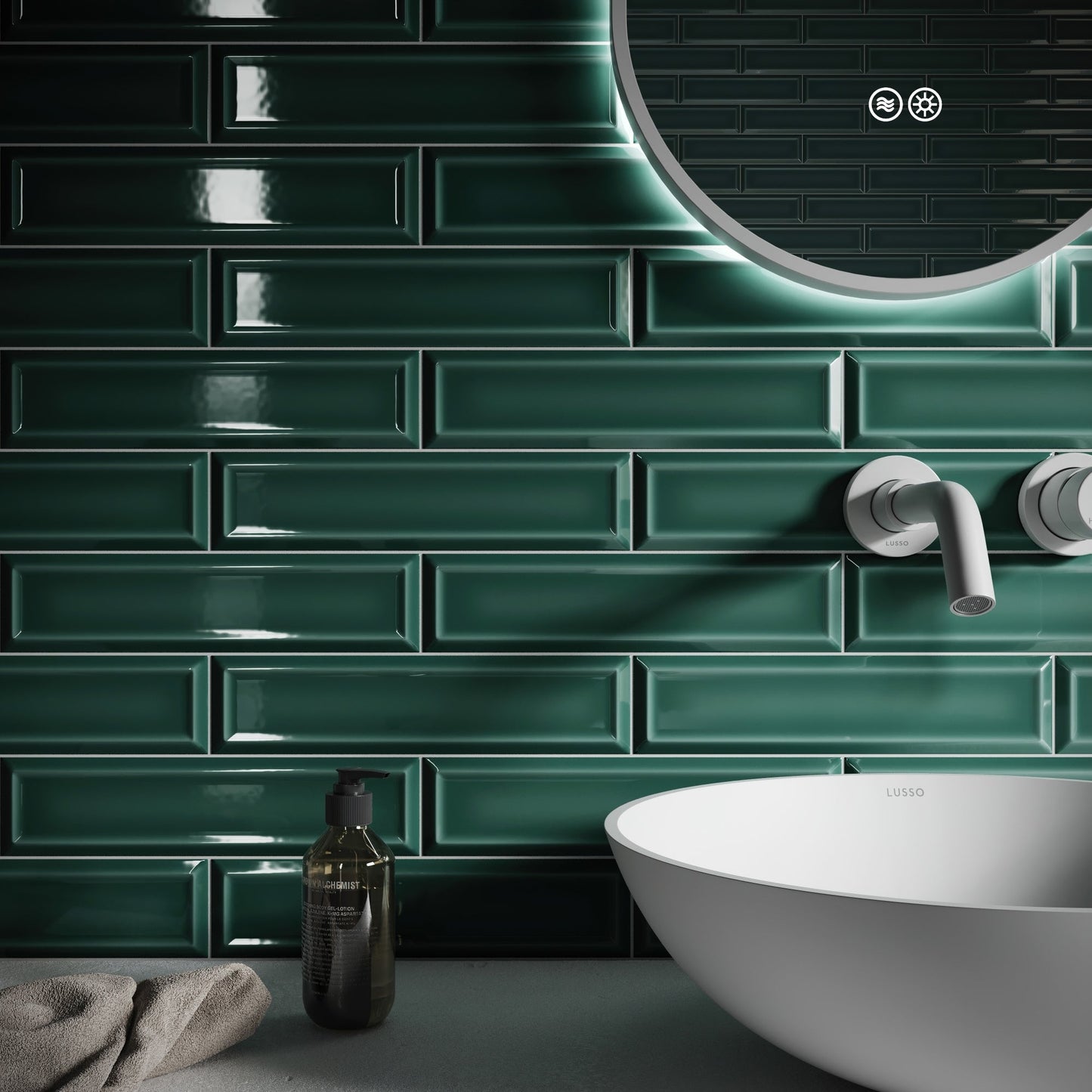Metro Rich Emerald Glazed Porcelain Bevelled Wall Tile