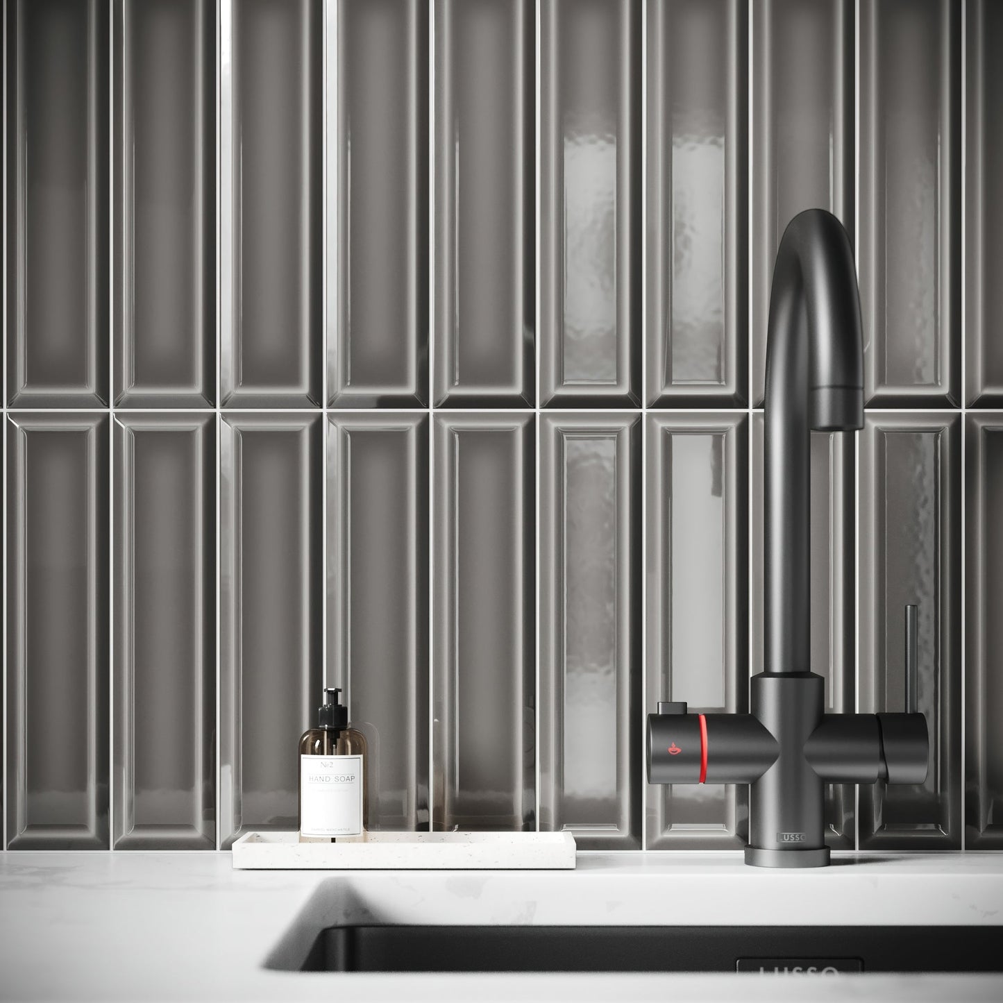 Metro Stirling Grey Glazed Porcelain Bevelled Wall Tile