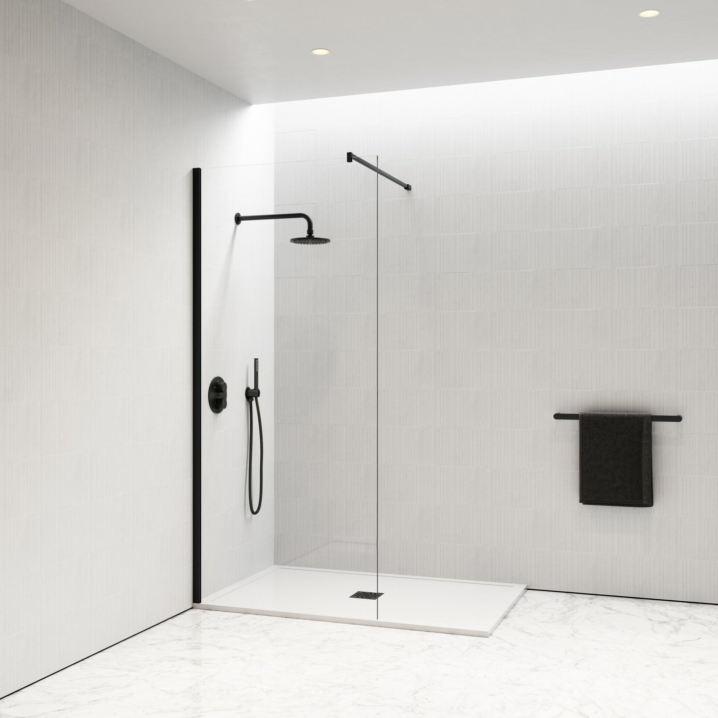Modular Complete Walk In Shower Enclosure Matte Black - KIT A (ALL SIZES)