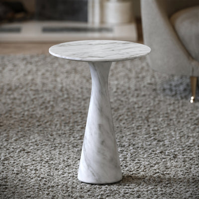 Monet Carrara Marble Side Table 380mm