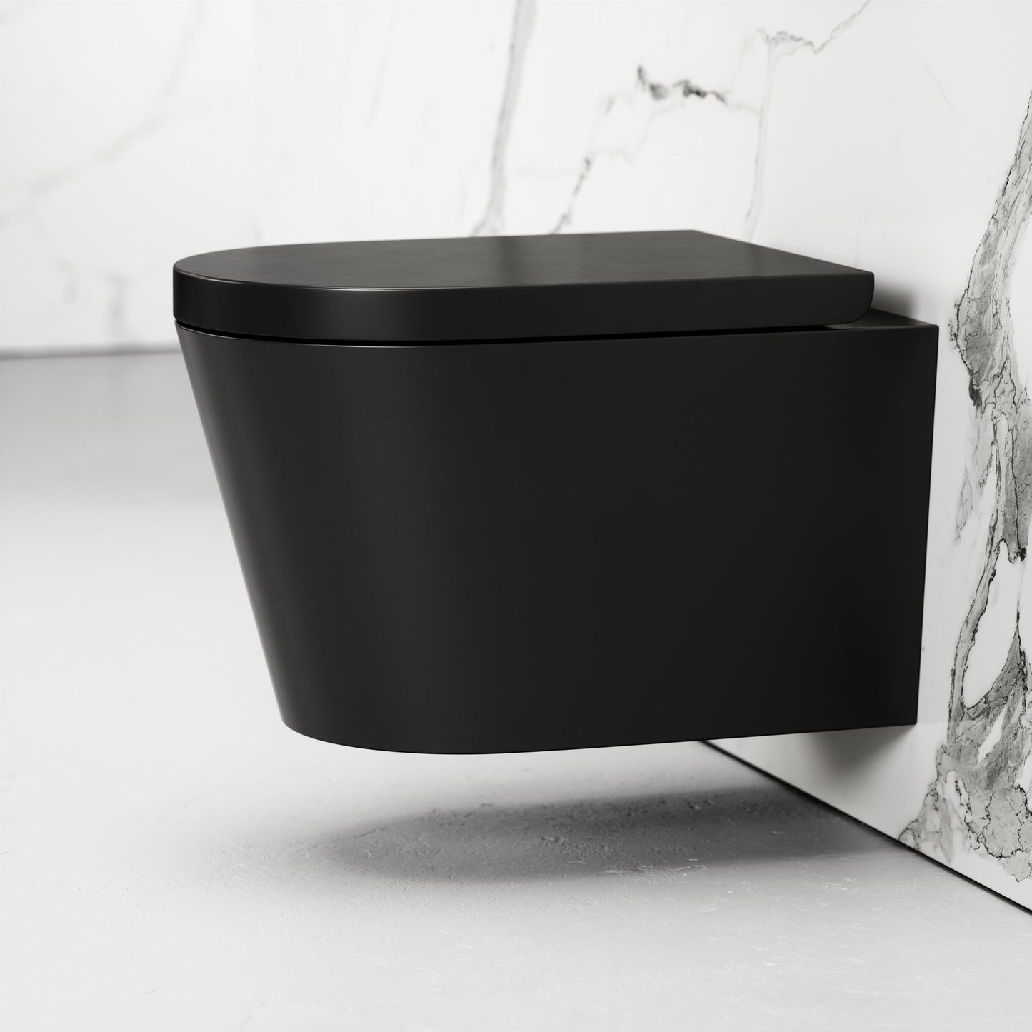 Nera Matte Black Wall Hung Rimless Toilet & Soft Closing Seat