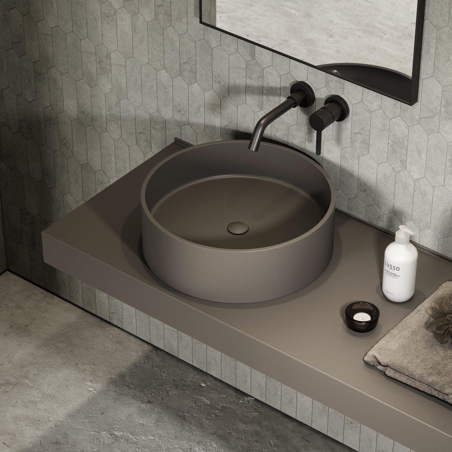 Nuvo Earth Round Countertop Stone Basin 450mm