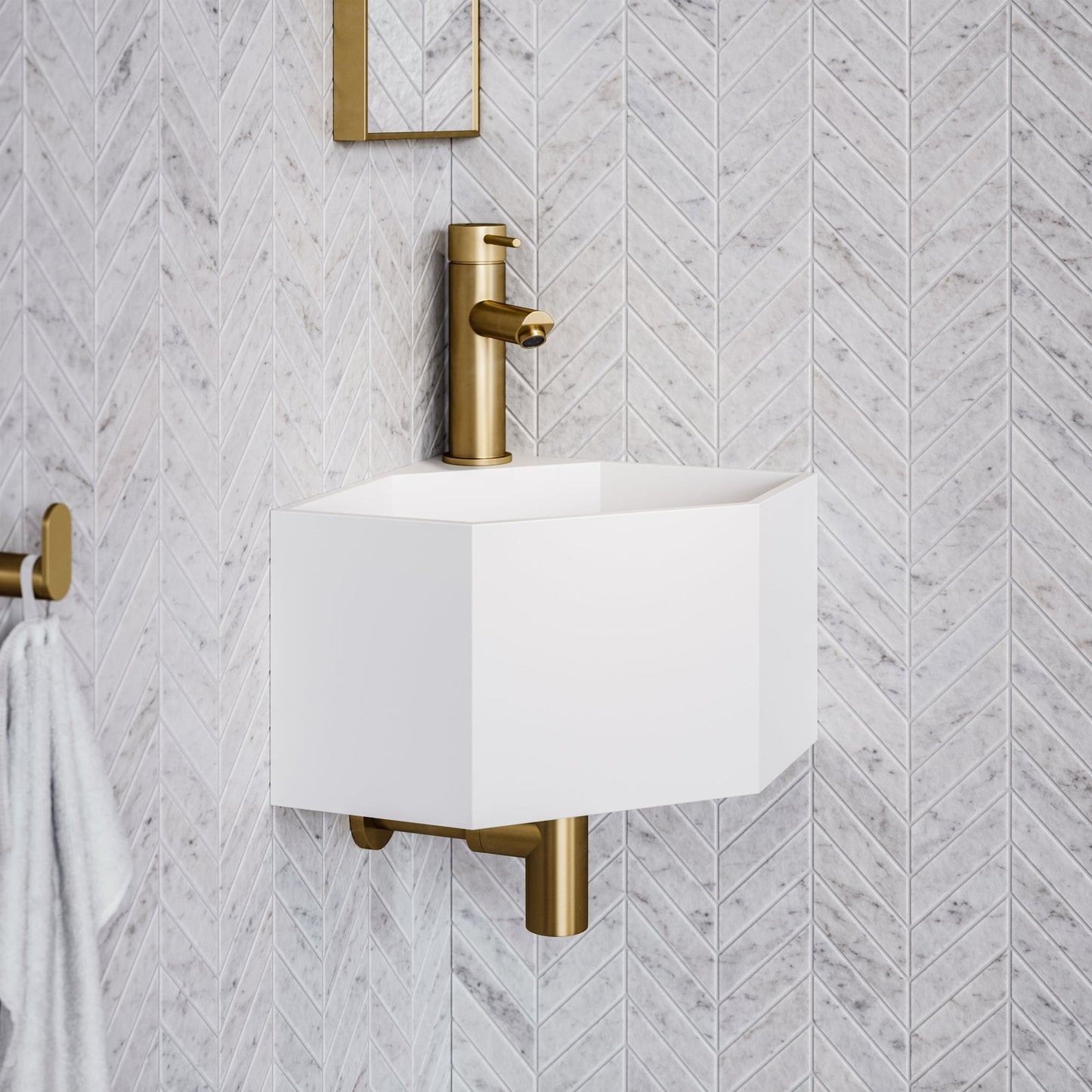 Opulent White Micro Corner Basin 300mm