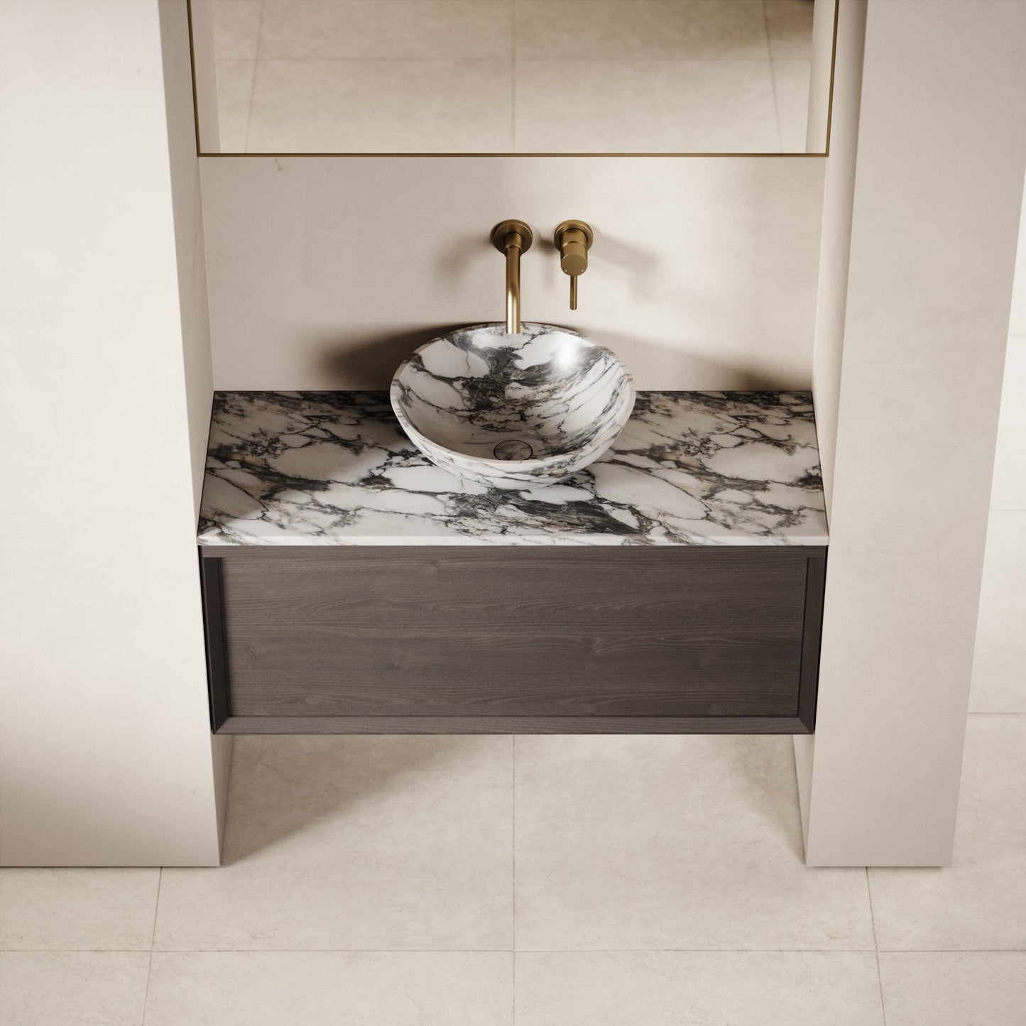 Palermo Grey Oak Vanity Unit 1000mm
