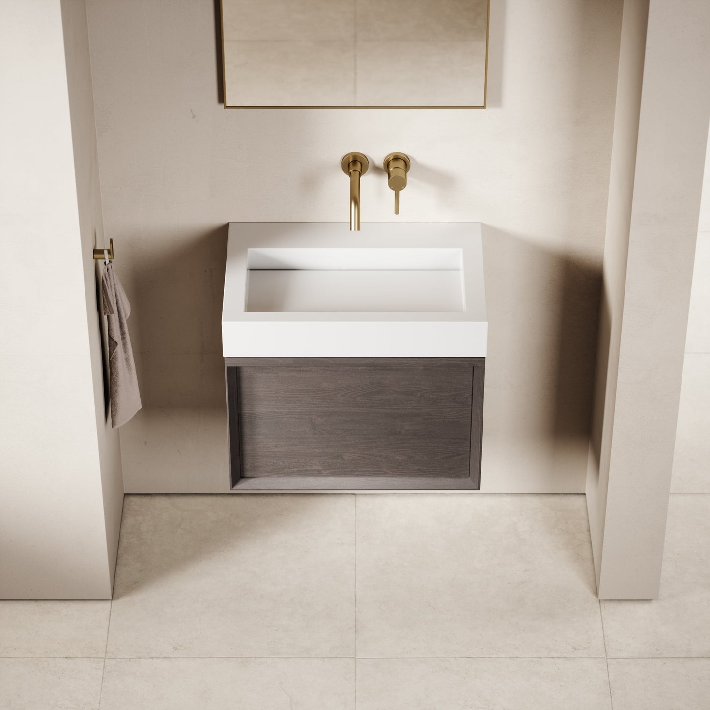 Palermo Grey Oak Vanity Unit 600mm