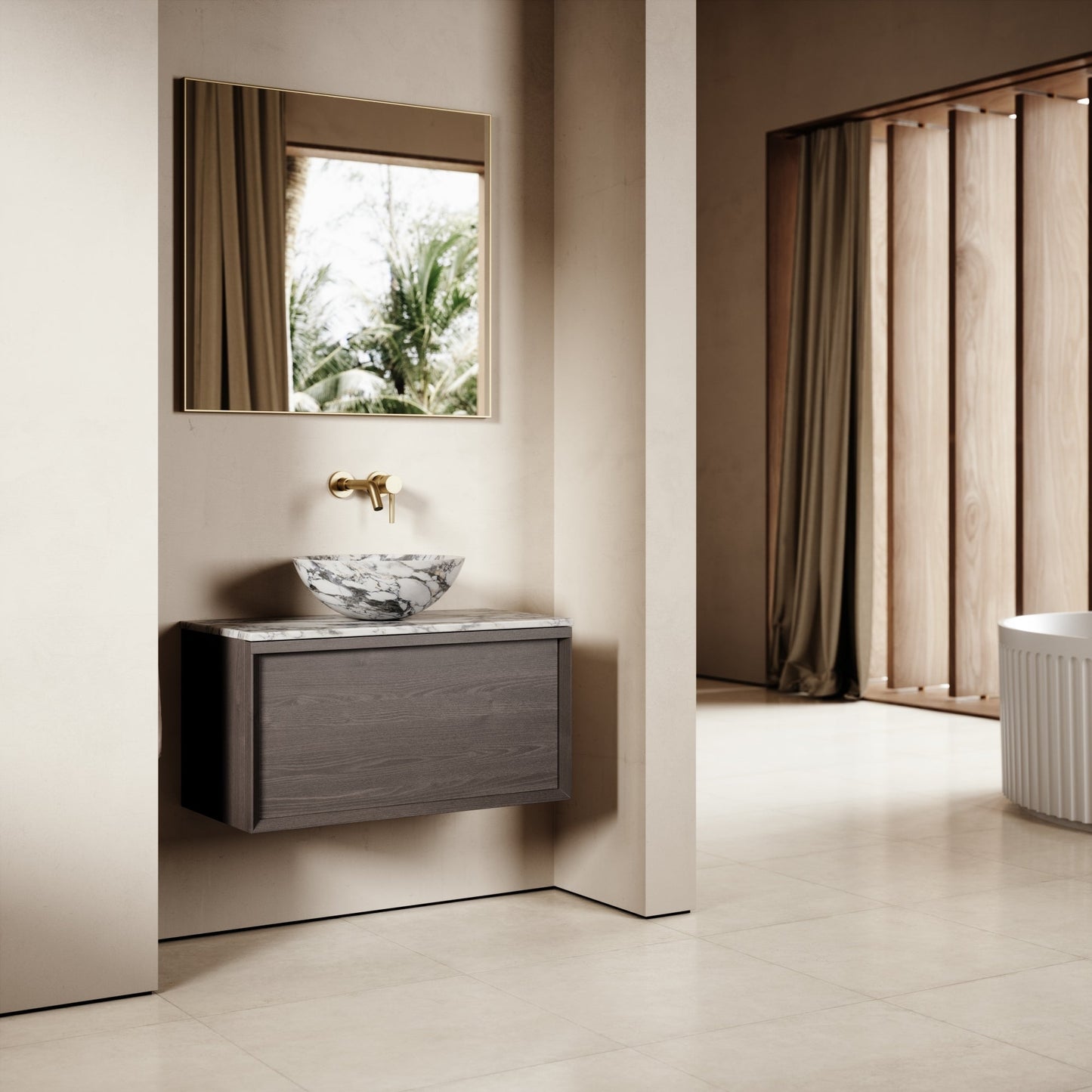 Palermo Grey Oak Vanity Unit 800mm