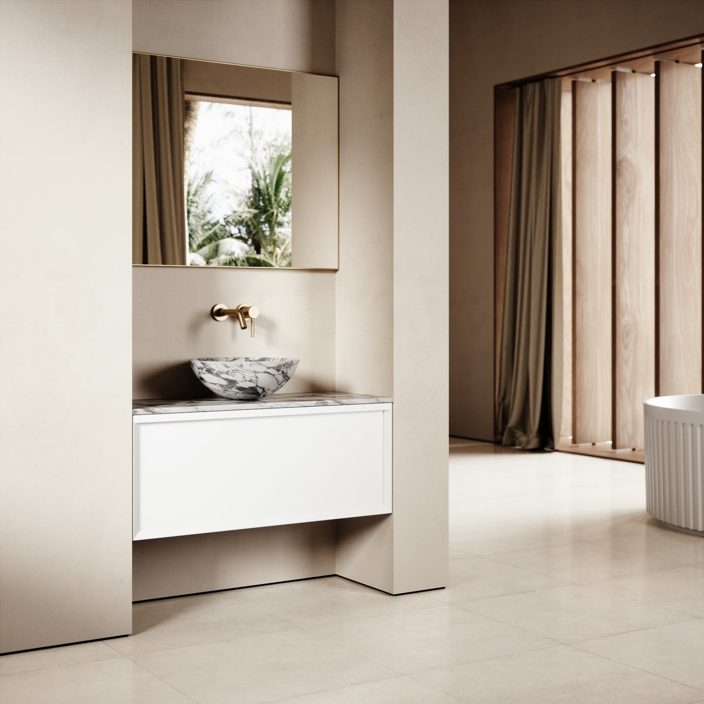 Palermo Matte White Vanity Unit 1000mm