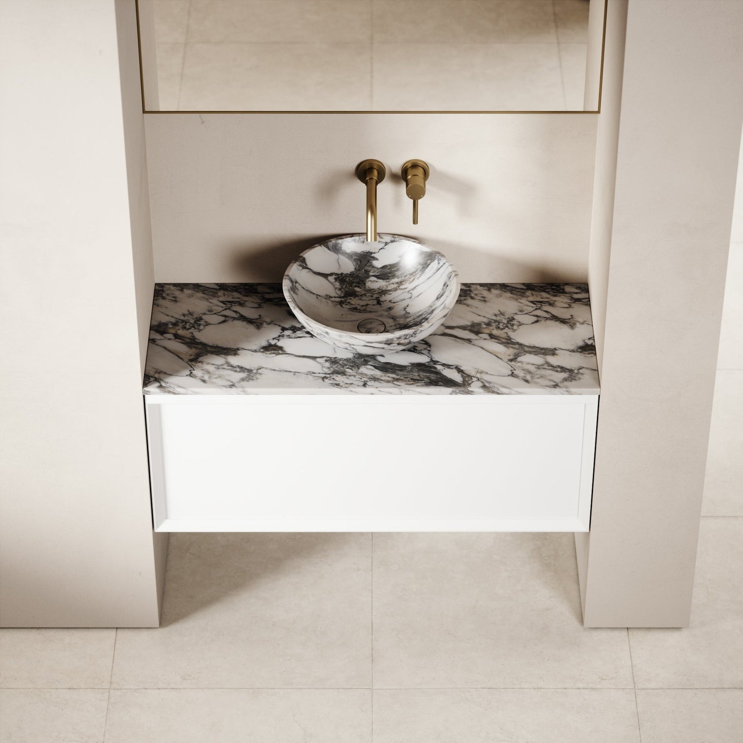 Palermo Matte White Vanity Unit 1000mm
