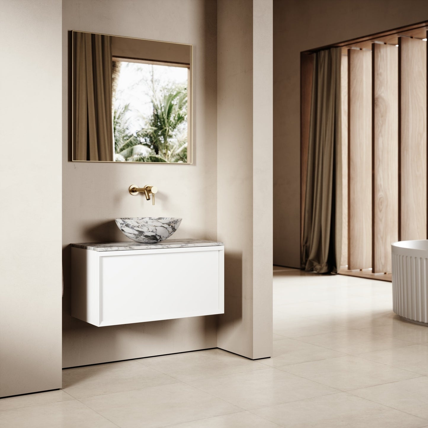 Palermo Matte White Vanity Unit 800mm