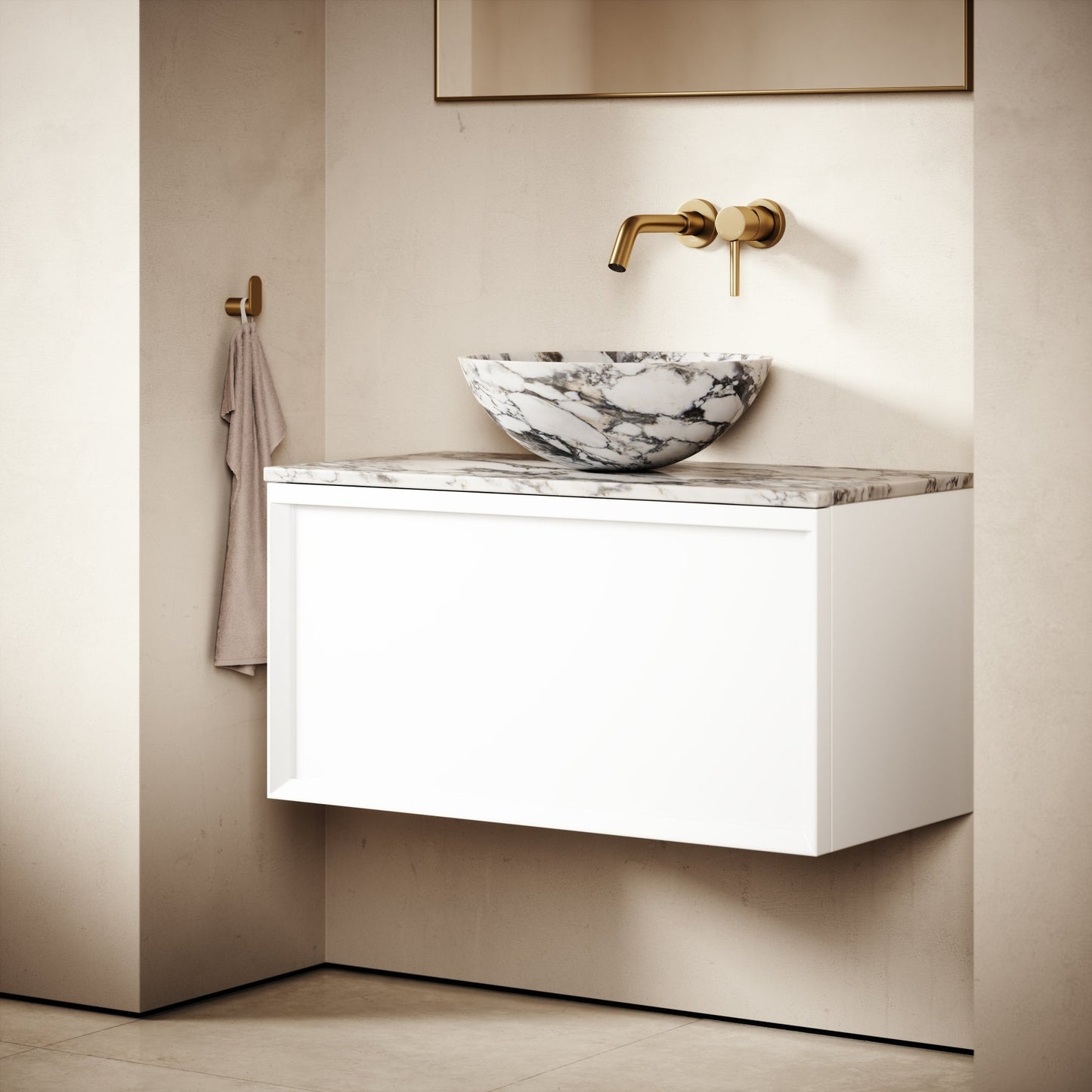 Palermo Matte White Vanity Unit 800mm