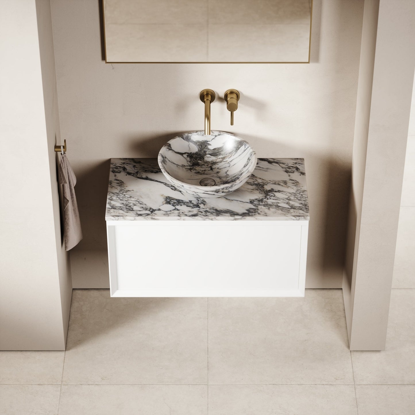 Palermo Matte White Vanity Unit 800mm