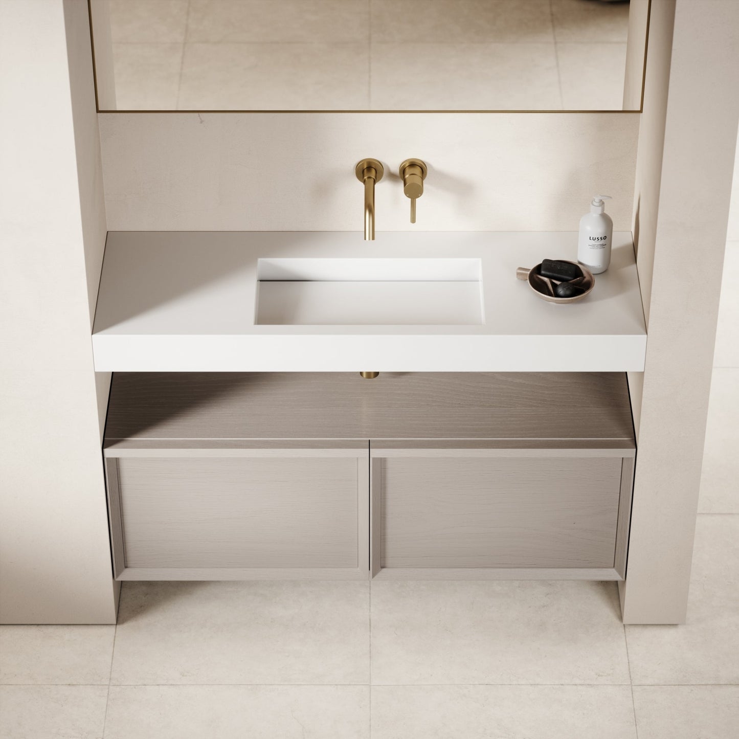 Palermo Velvet Beige Vanity Unit 1200mm