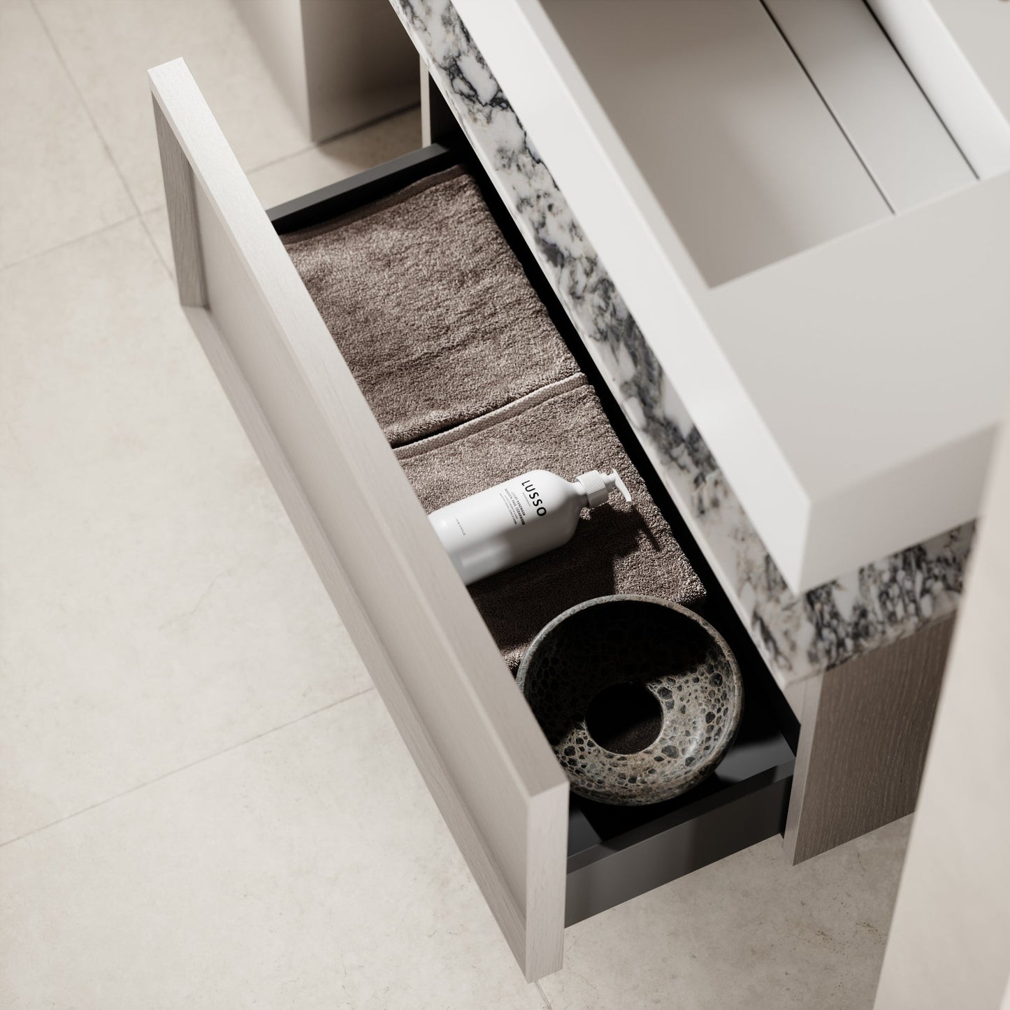 Palermo Velvet Beige Vanity Unit 800mm
