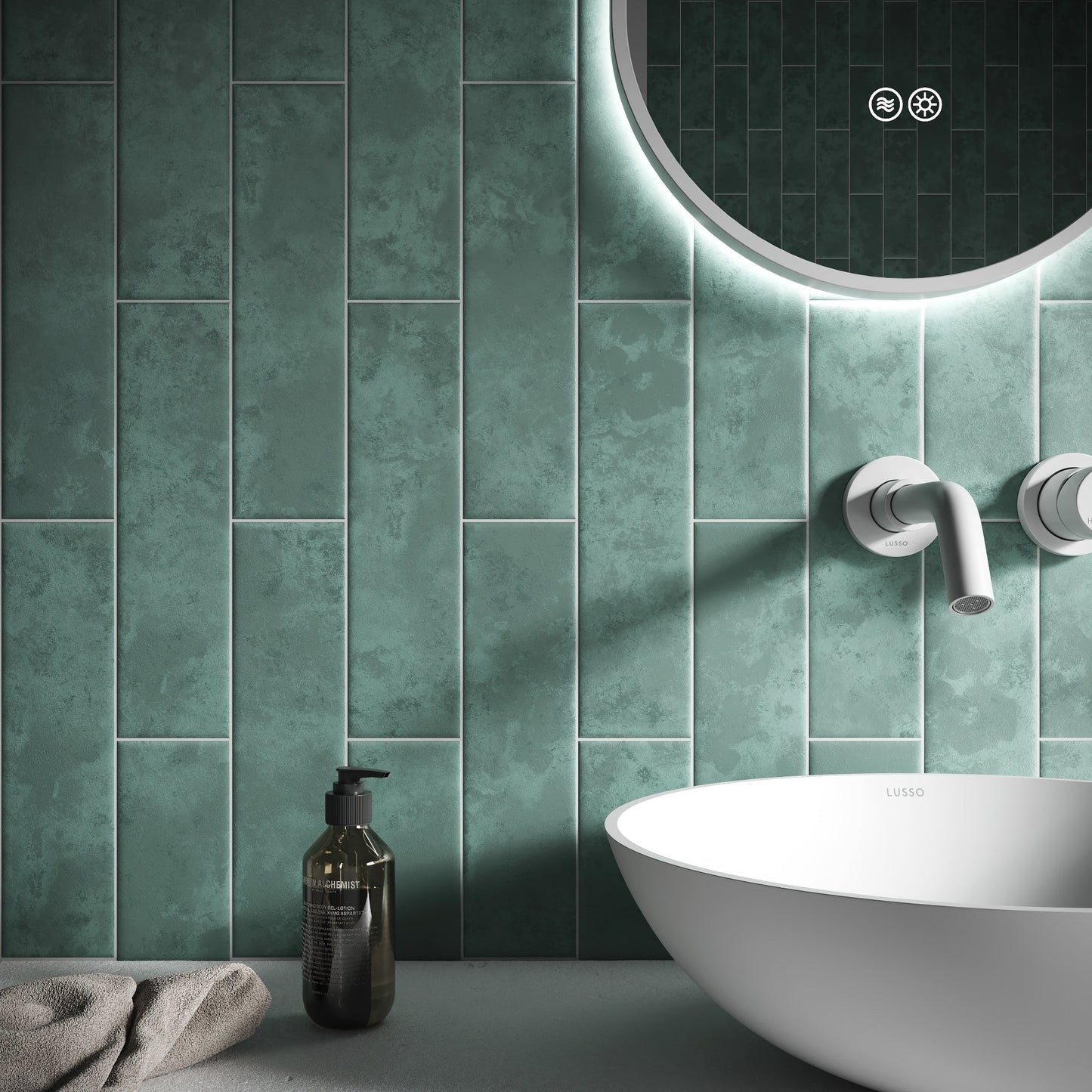 Palma Gentle Teal Matte Porcelain Brick Wall Tile