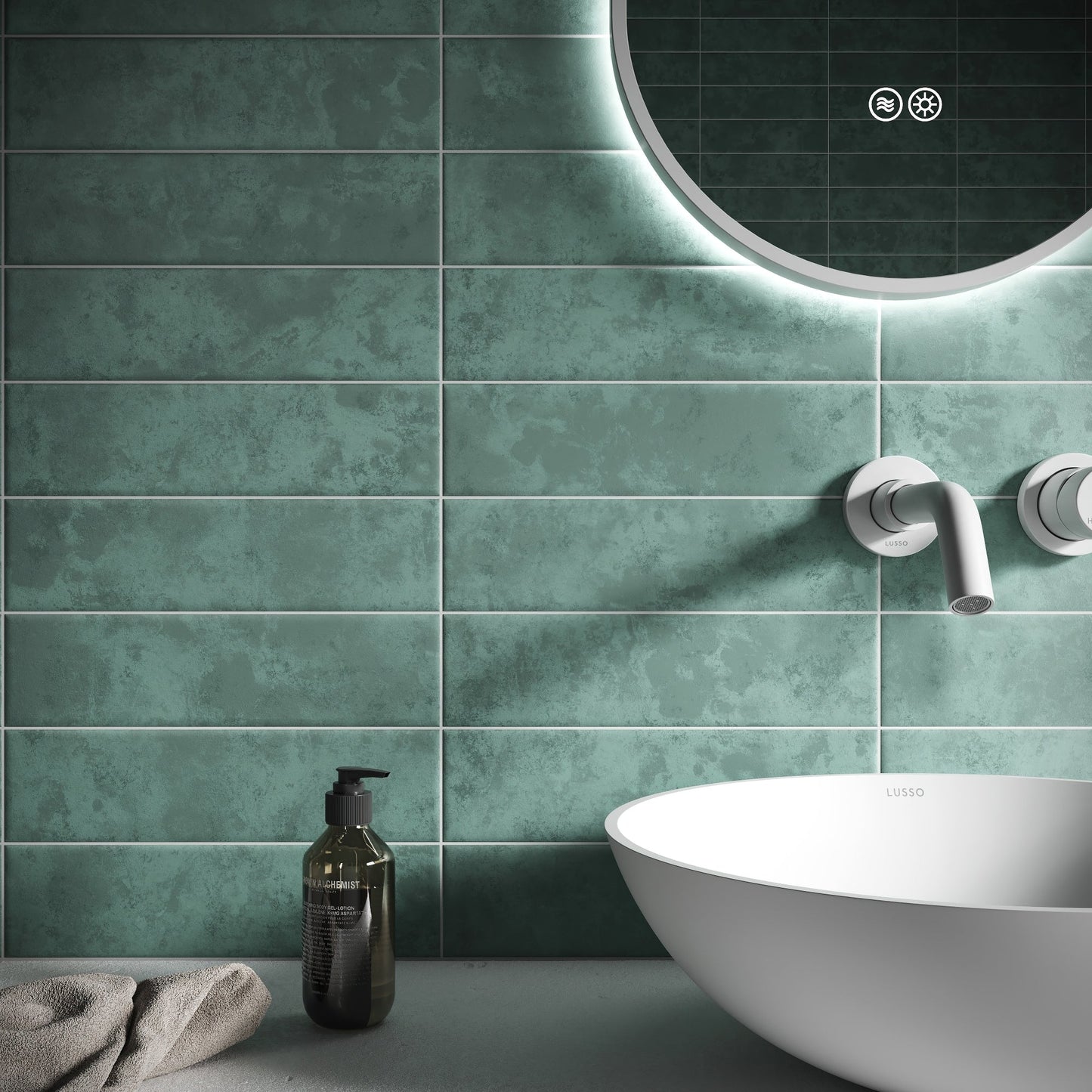 Palma Gentle Teal Matte Porcelain Brick Wall Tile